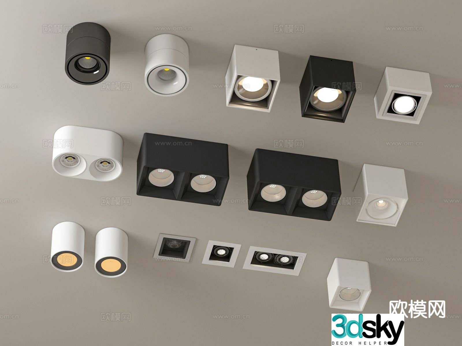 spotlight downlight track light 3d model