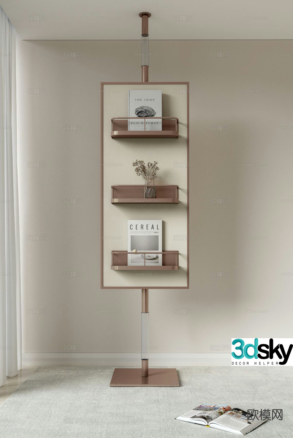 Light luxury bookshelf storage rack magazine rack 3D model