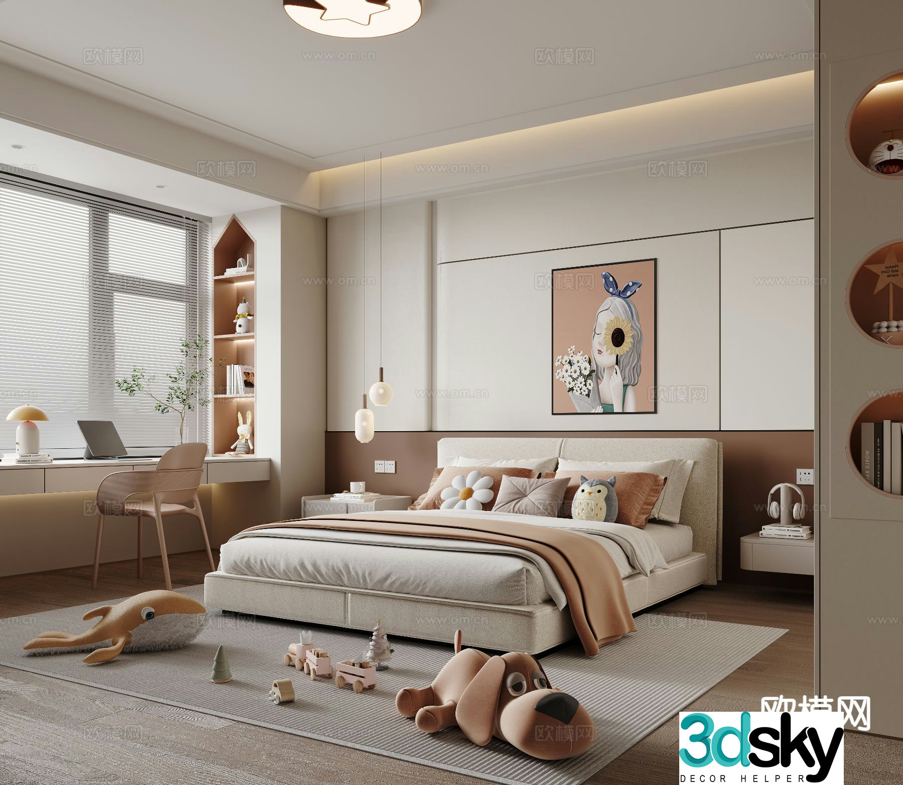 Cream style girl’s room children’s room child’s room 3d model