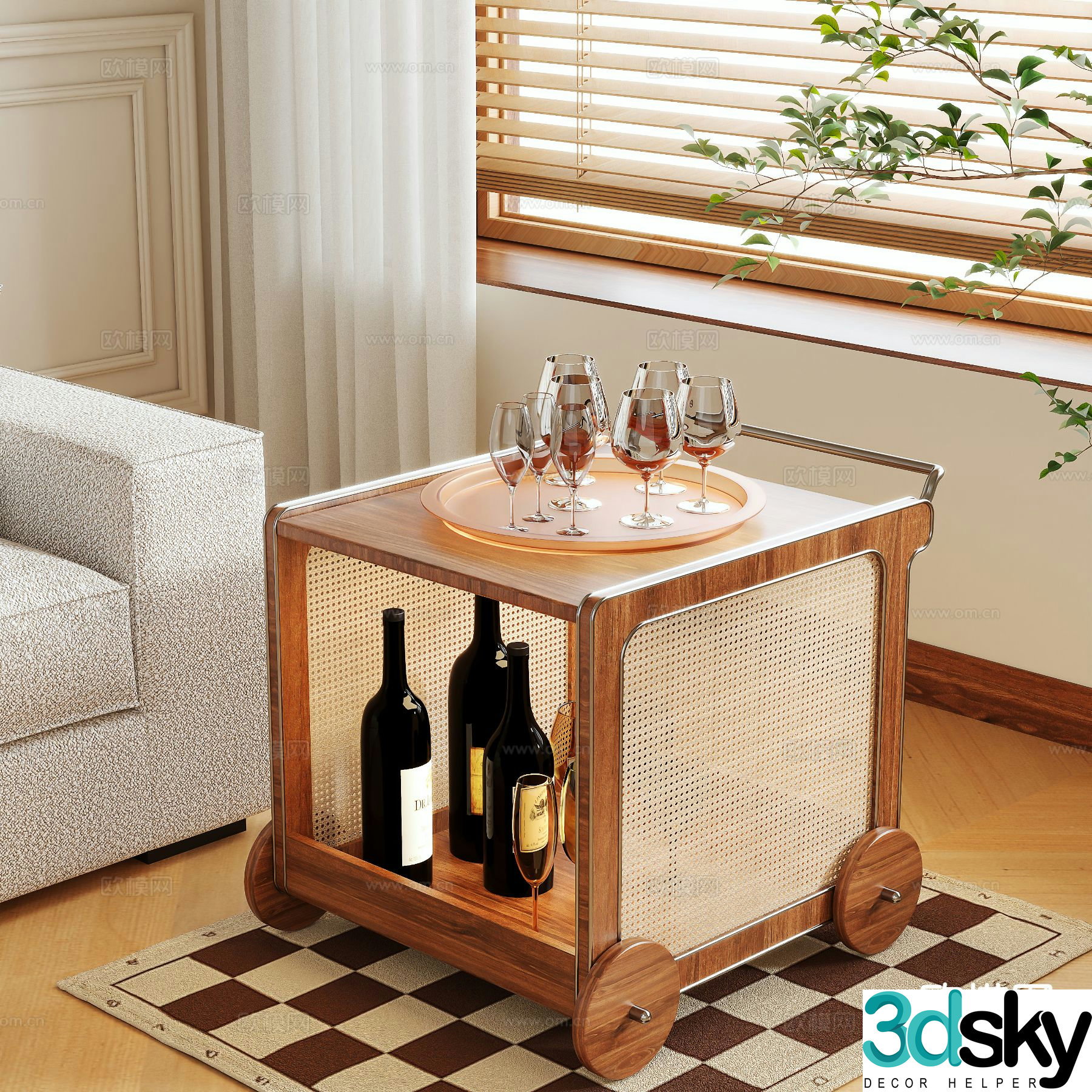 Medieval style side table corner table table table 3D model