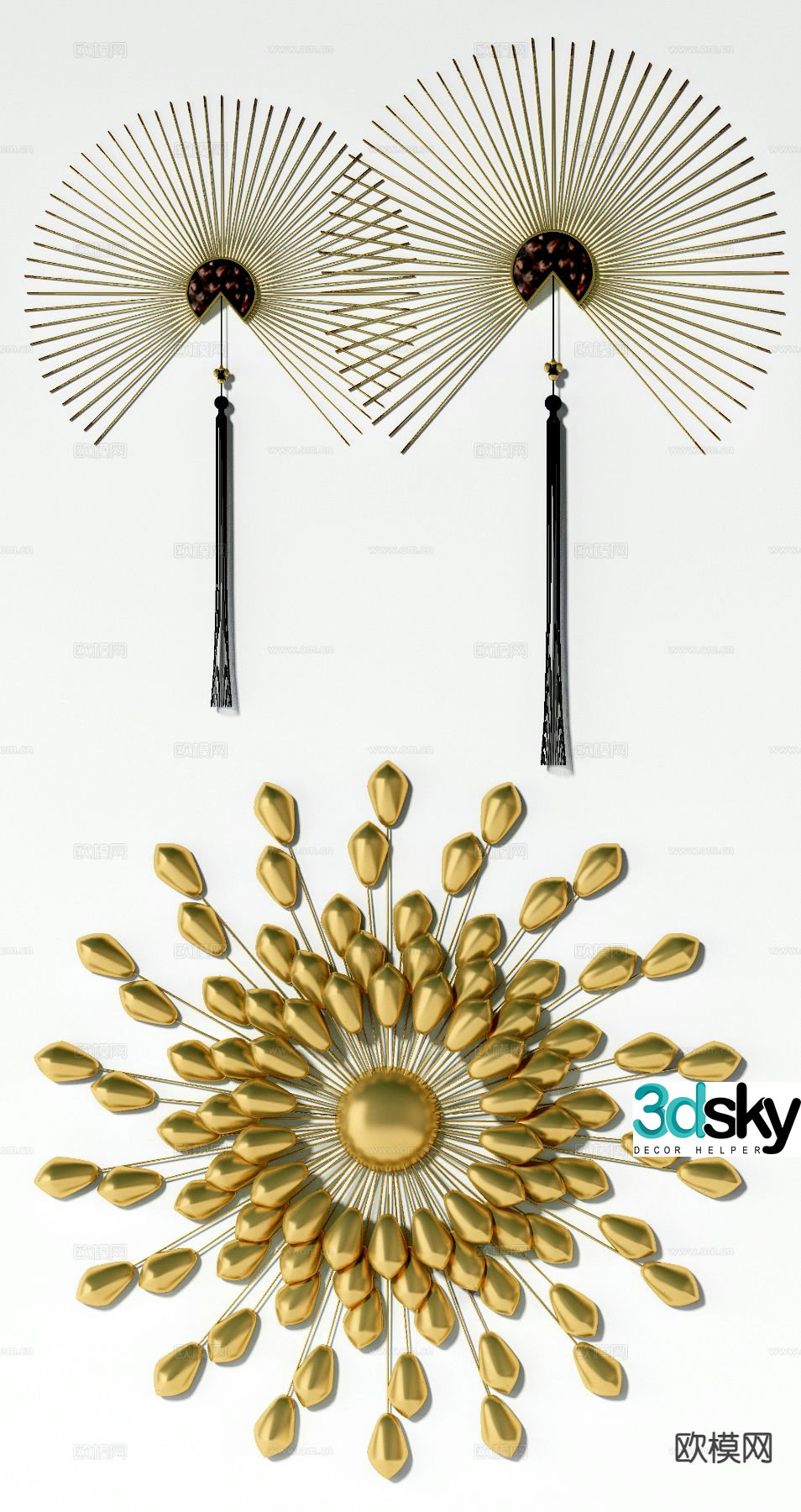Fan-shaped wall decoration metal hanging decoration 3d model
