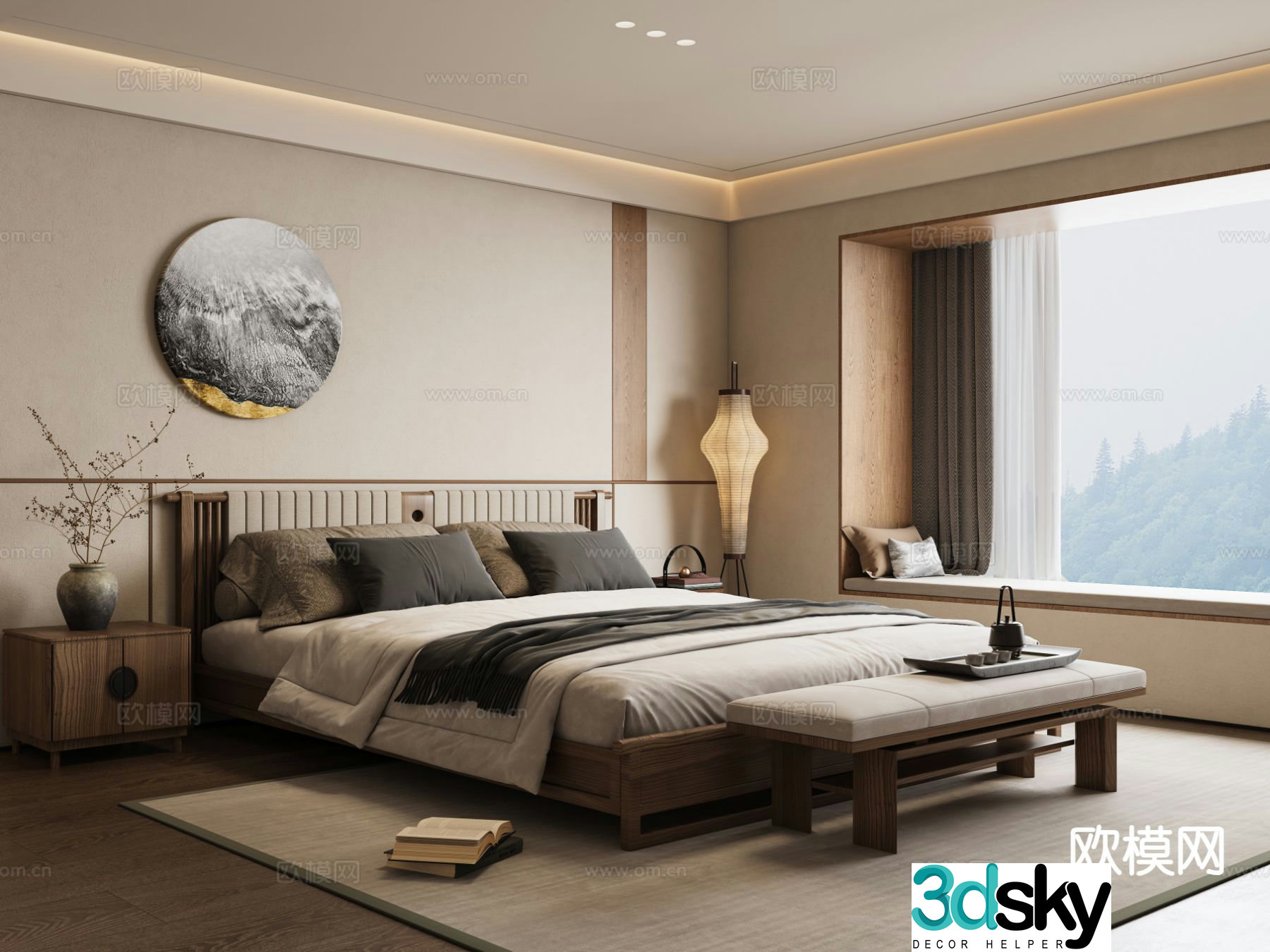 New Chinese style bedroom master bedroom 3d model