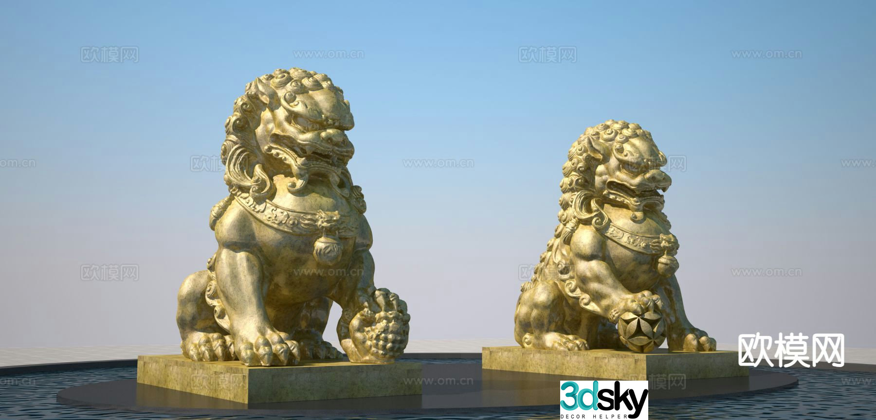 Bronze lion sculpture urban sculpture 3d model