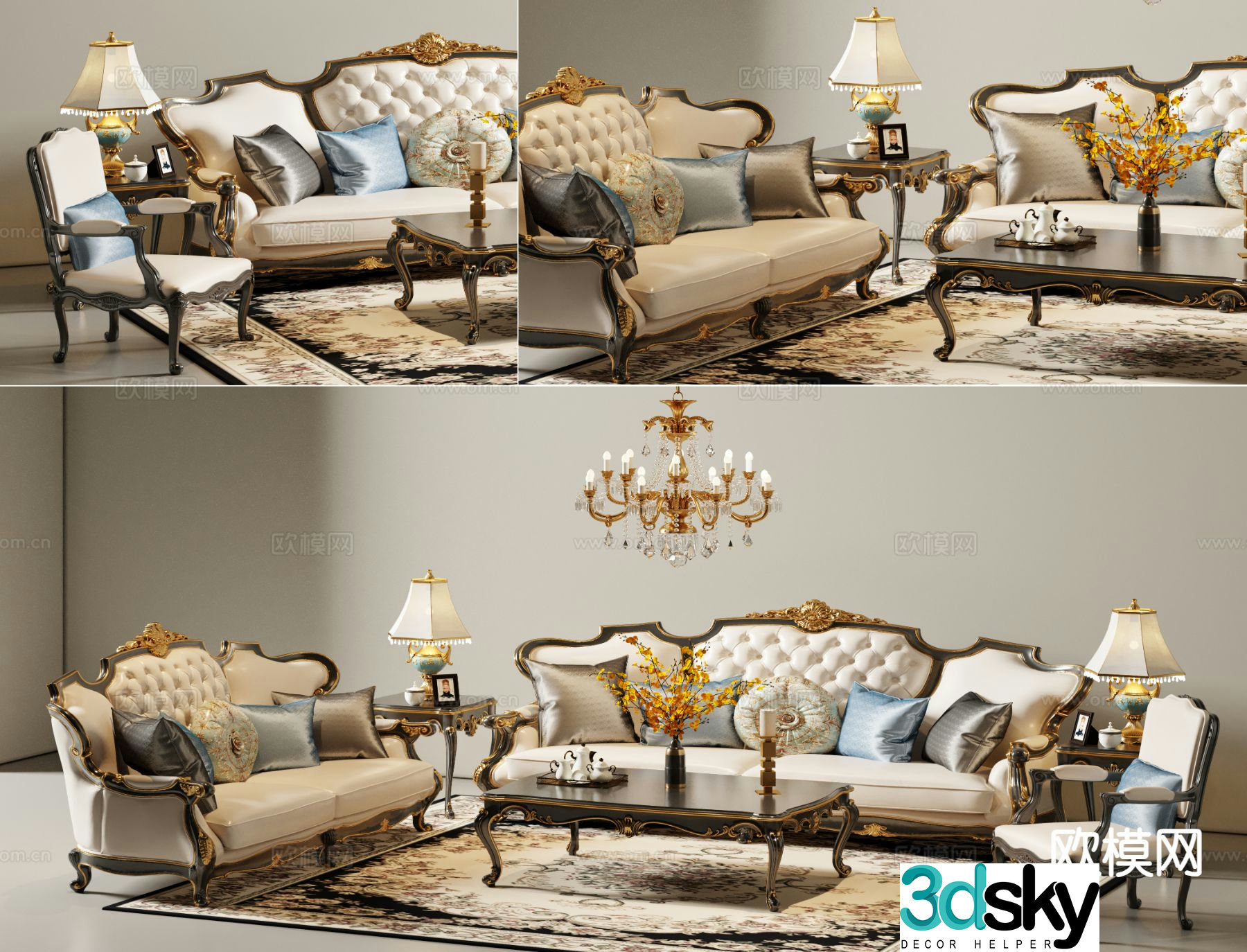 Simple European sofa combination 3D model