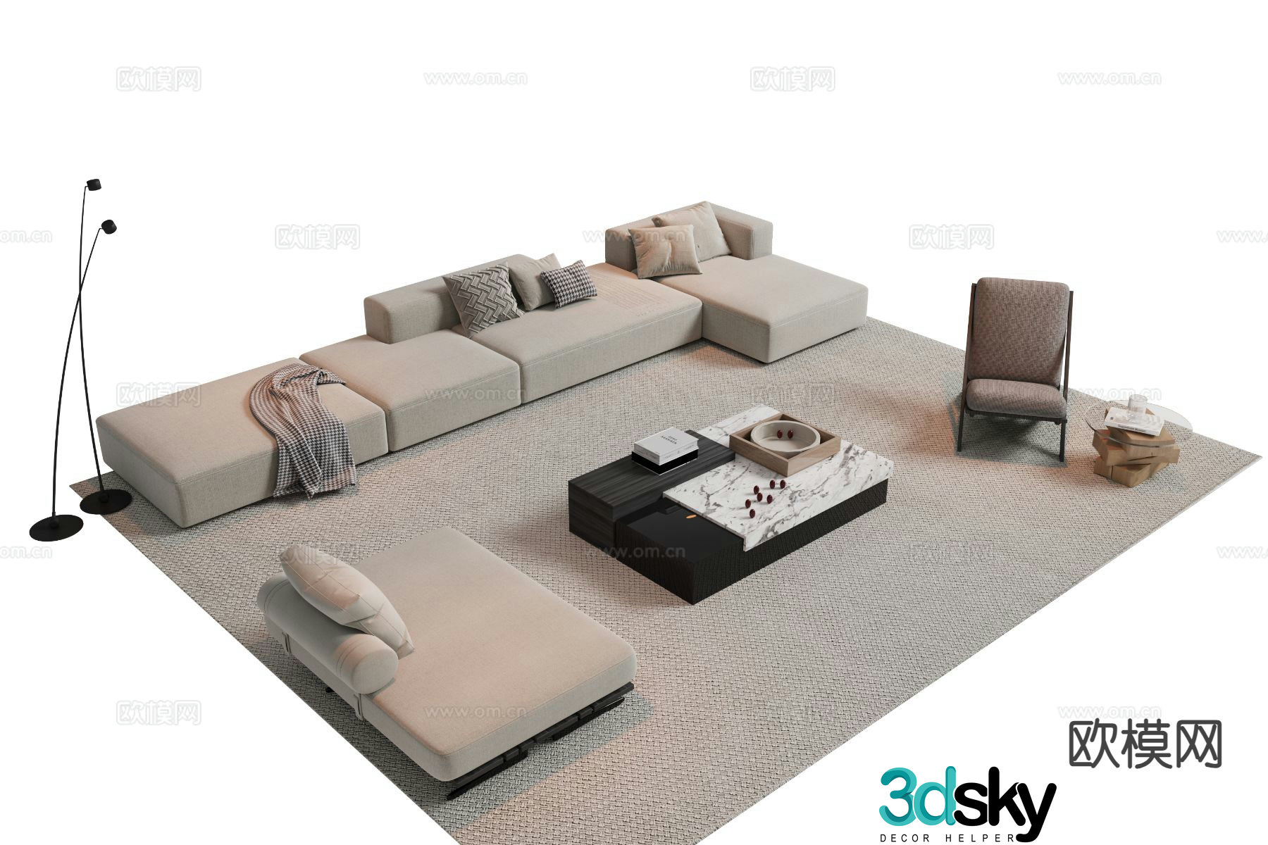 Modern sofa set 3d model