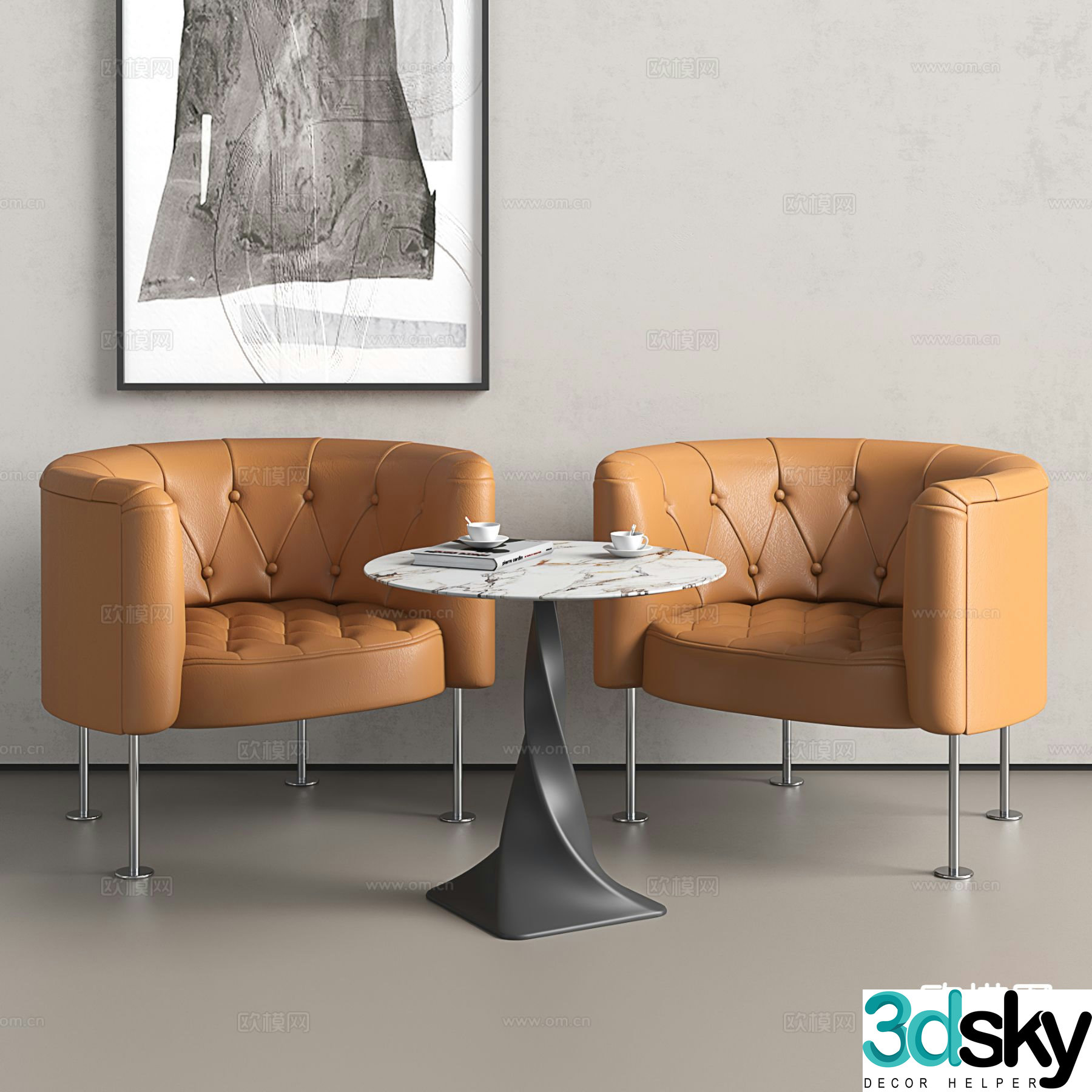 Italian leisure tables and chairs Negotiation table and chairs 3D model