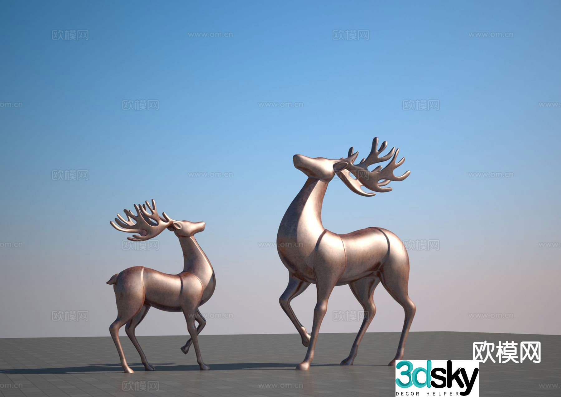 Two deer sculpture 3d model