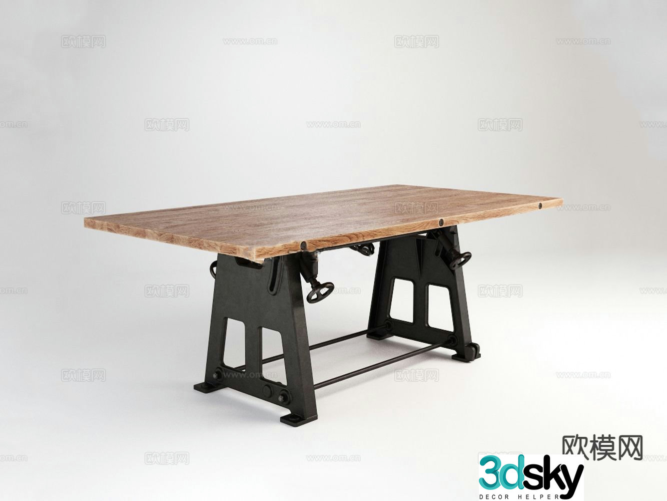 Industrial style desk writing desk computer desk 3d model