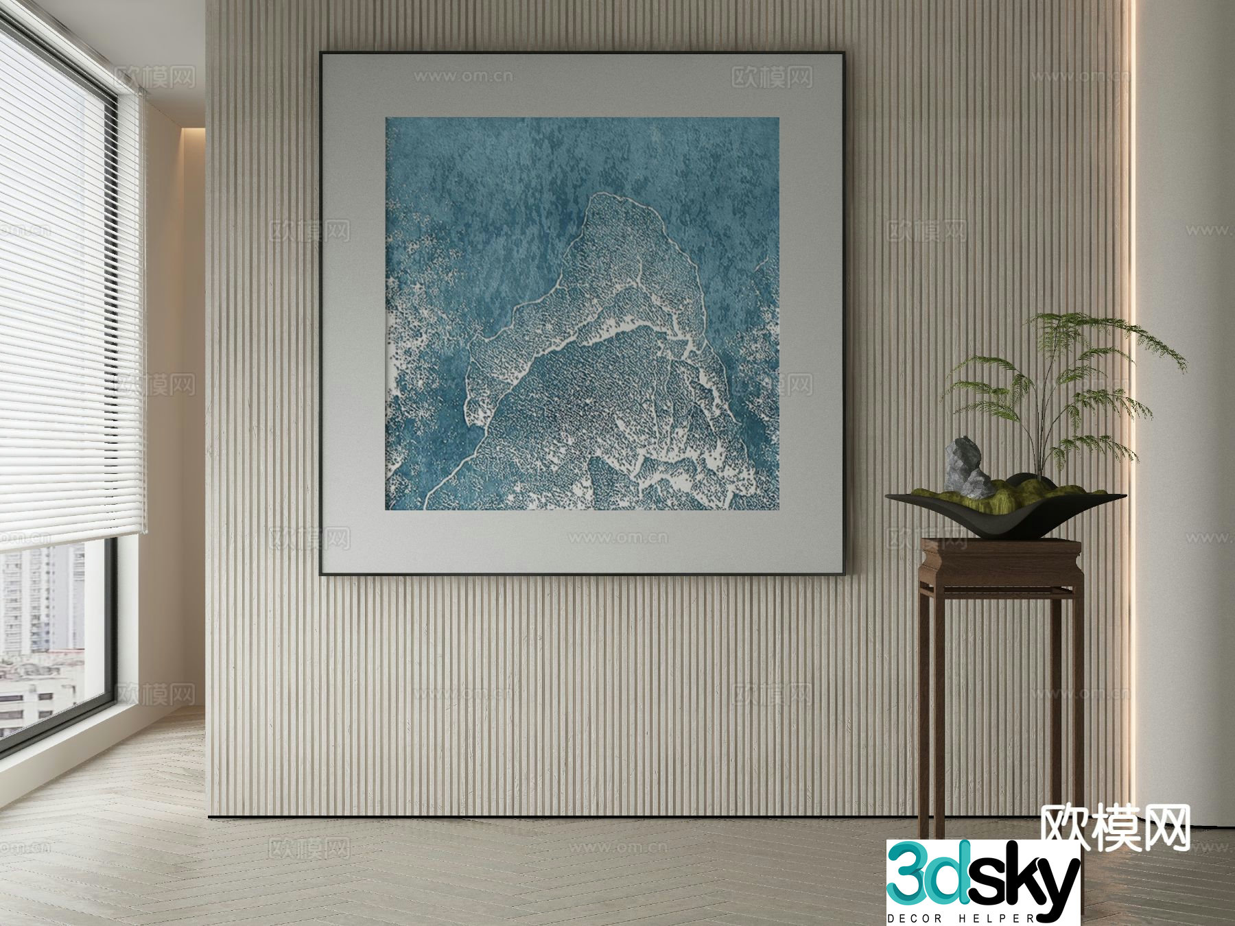 New Chinese style art painting texture painting decorative painting 3D model