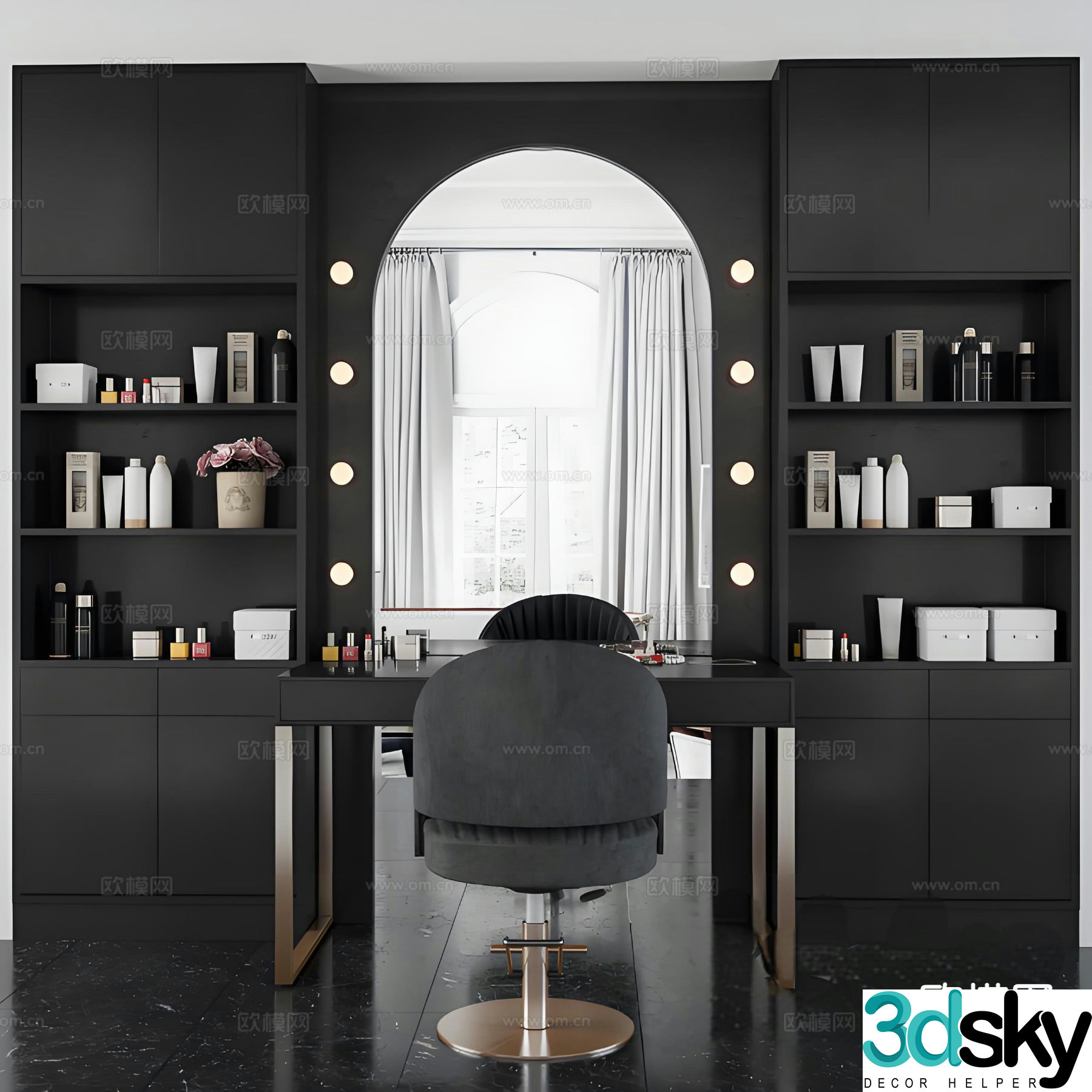 Dark style dressing table 3D model