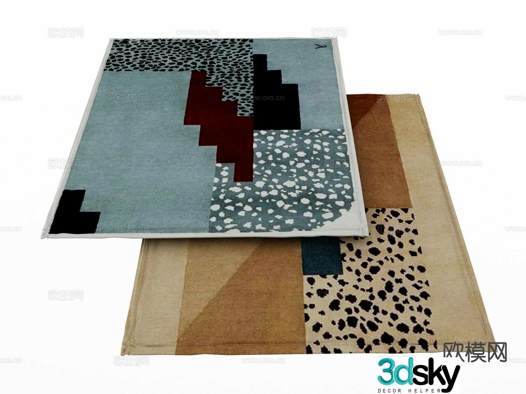 Wabi-sabi carpet square rug 3d model