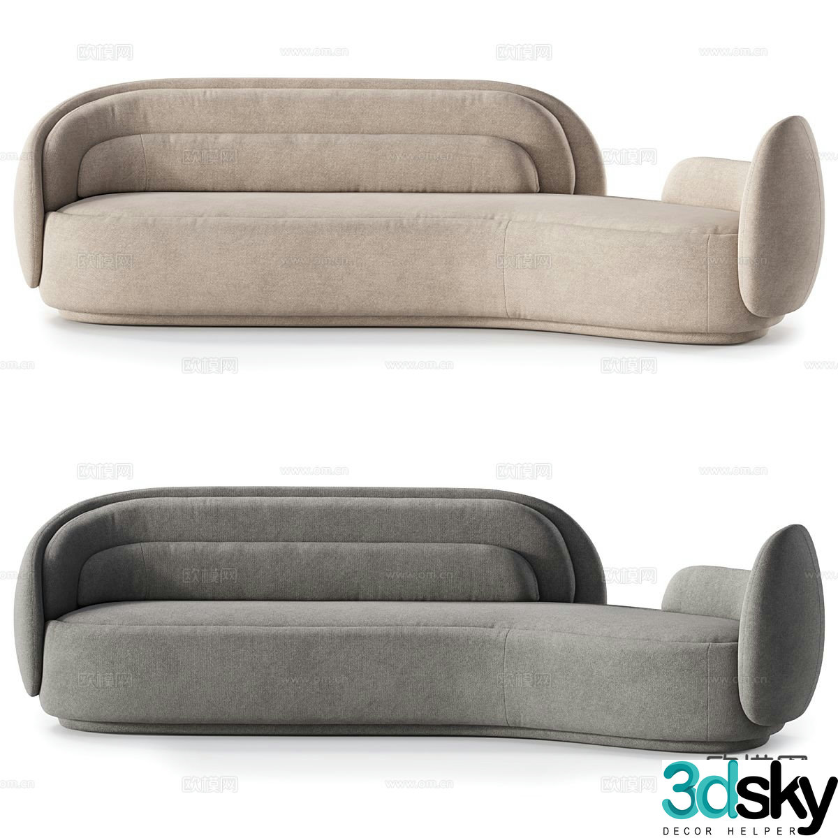 Modern curved sofa multi-person sofa 3d model