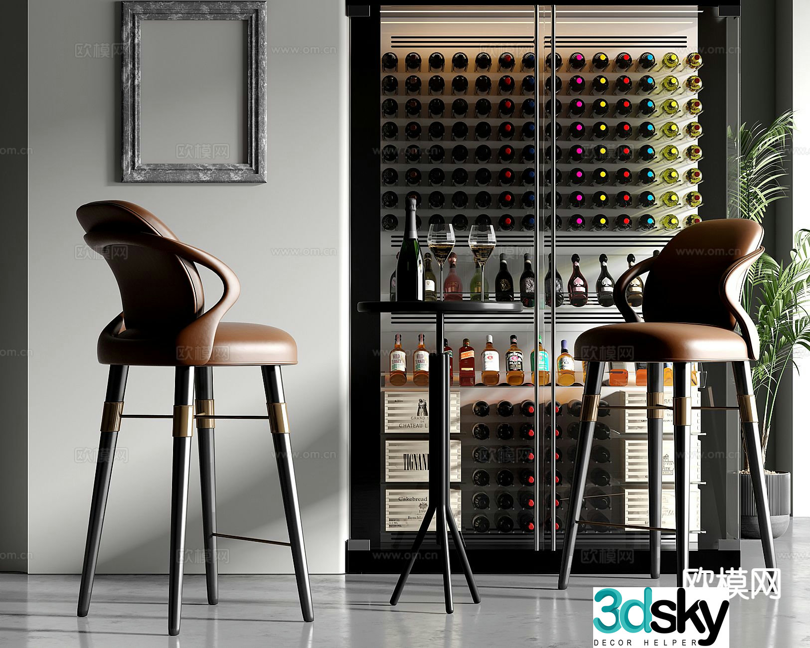 Modern bar bar chair 3d model