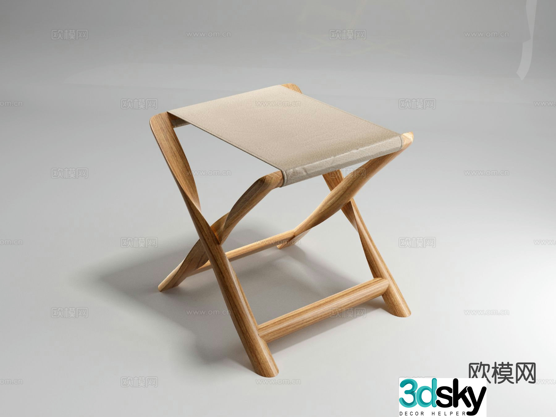 Stool wooden stool folding stool low stool 3d model