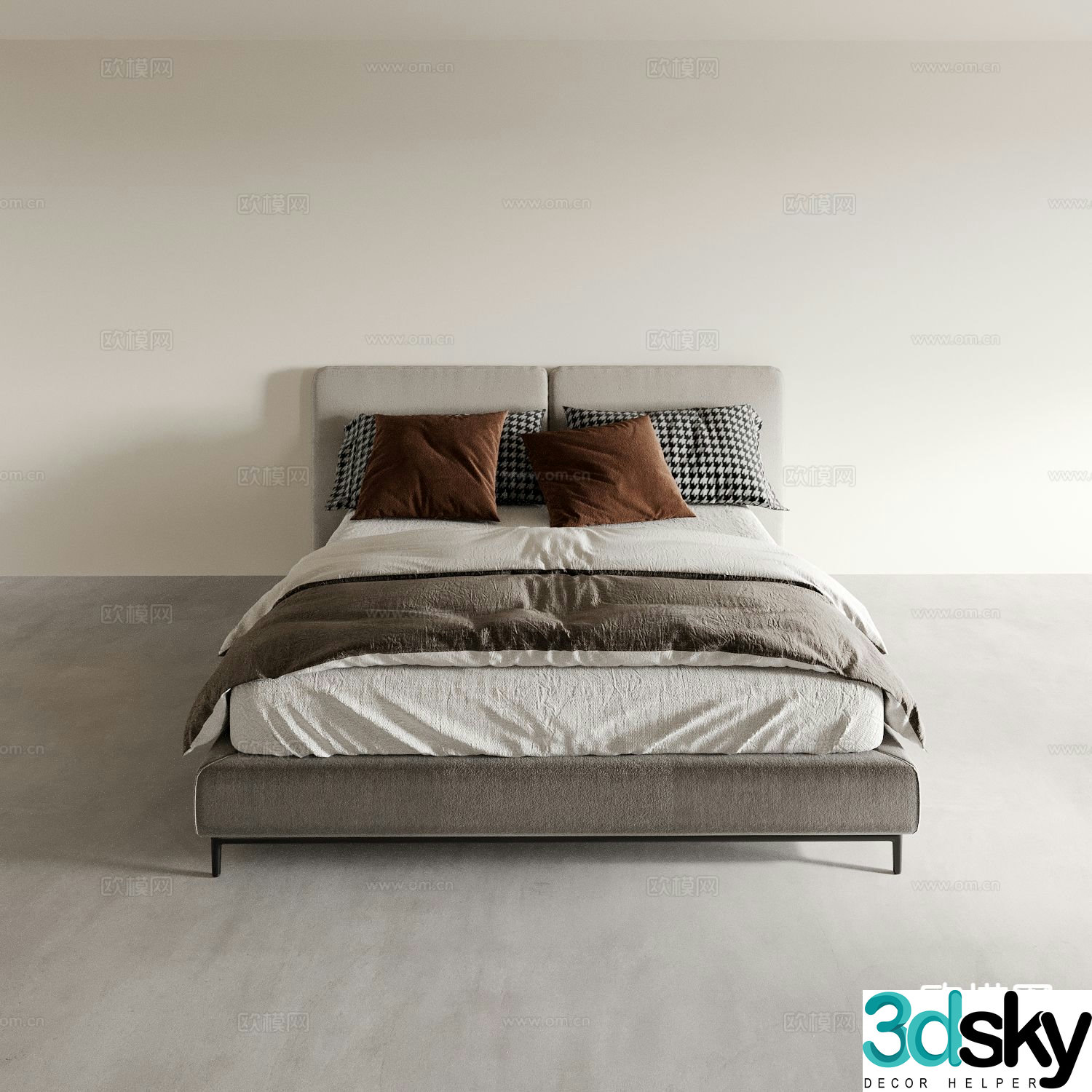 Modern double bed 3d model