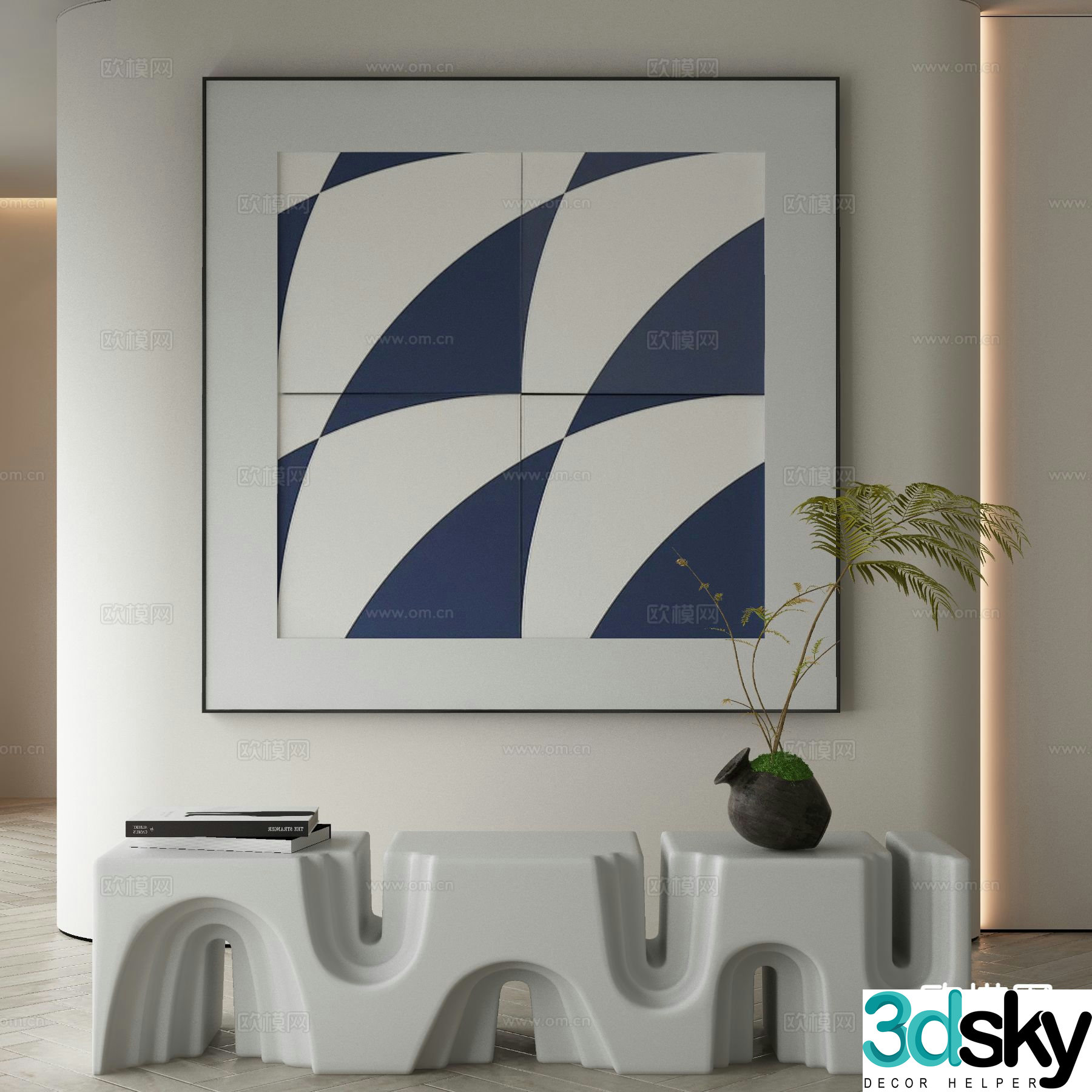 Modern decorative painting geometric hanging painting 3D model