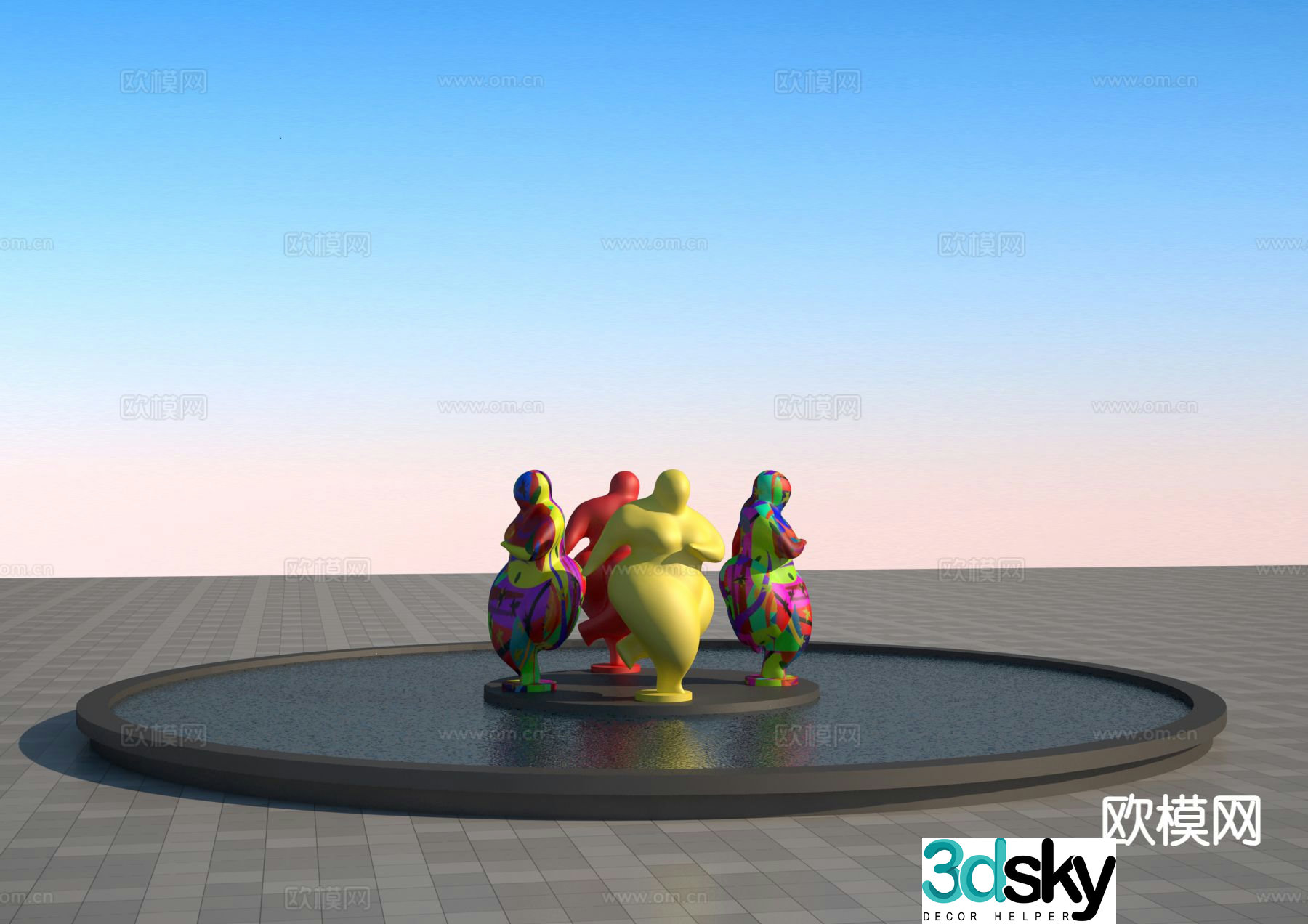 Modern human statue 3d model