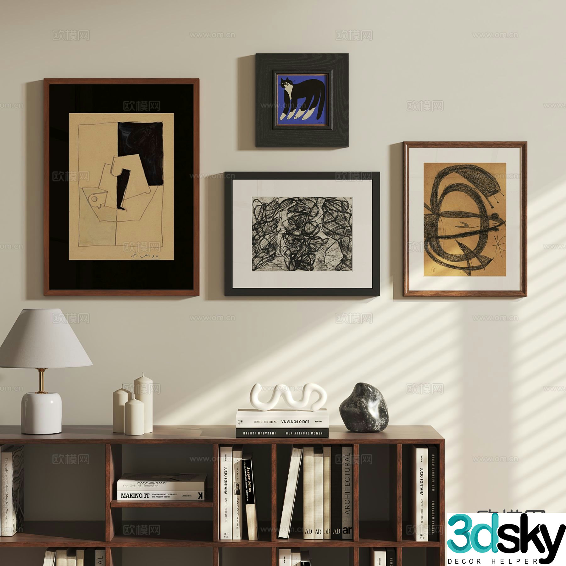 Medieval style abstract painting hanging painting 3d model