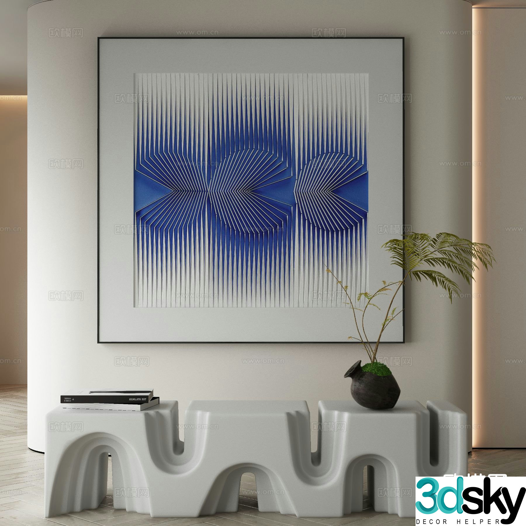 Geometric decorative painting Klein blue hanging painting 3D model