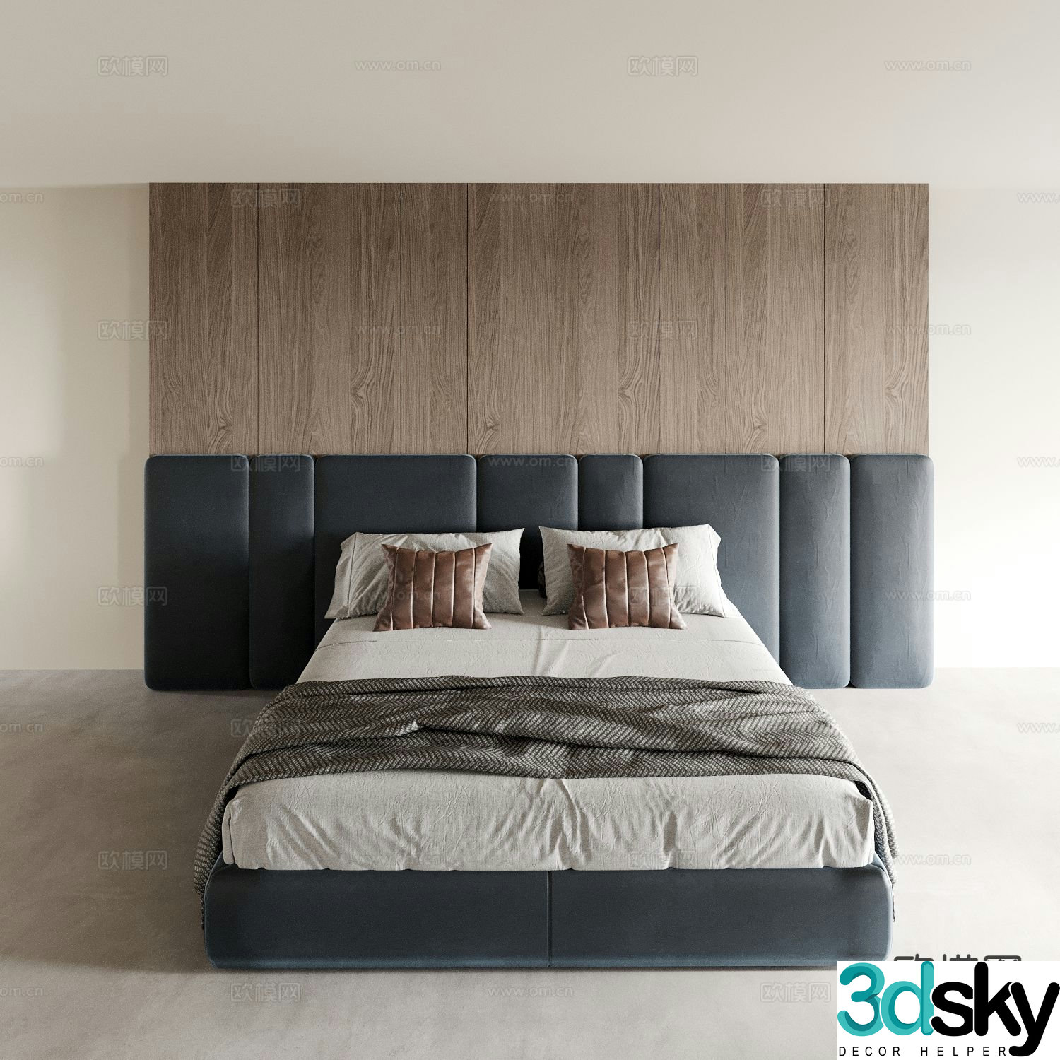 Modern double bed 3d model
