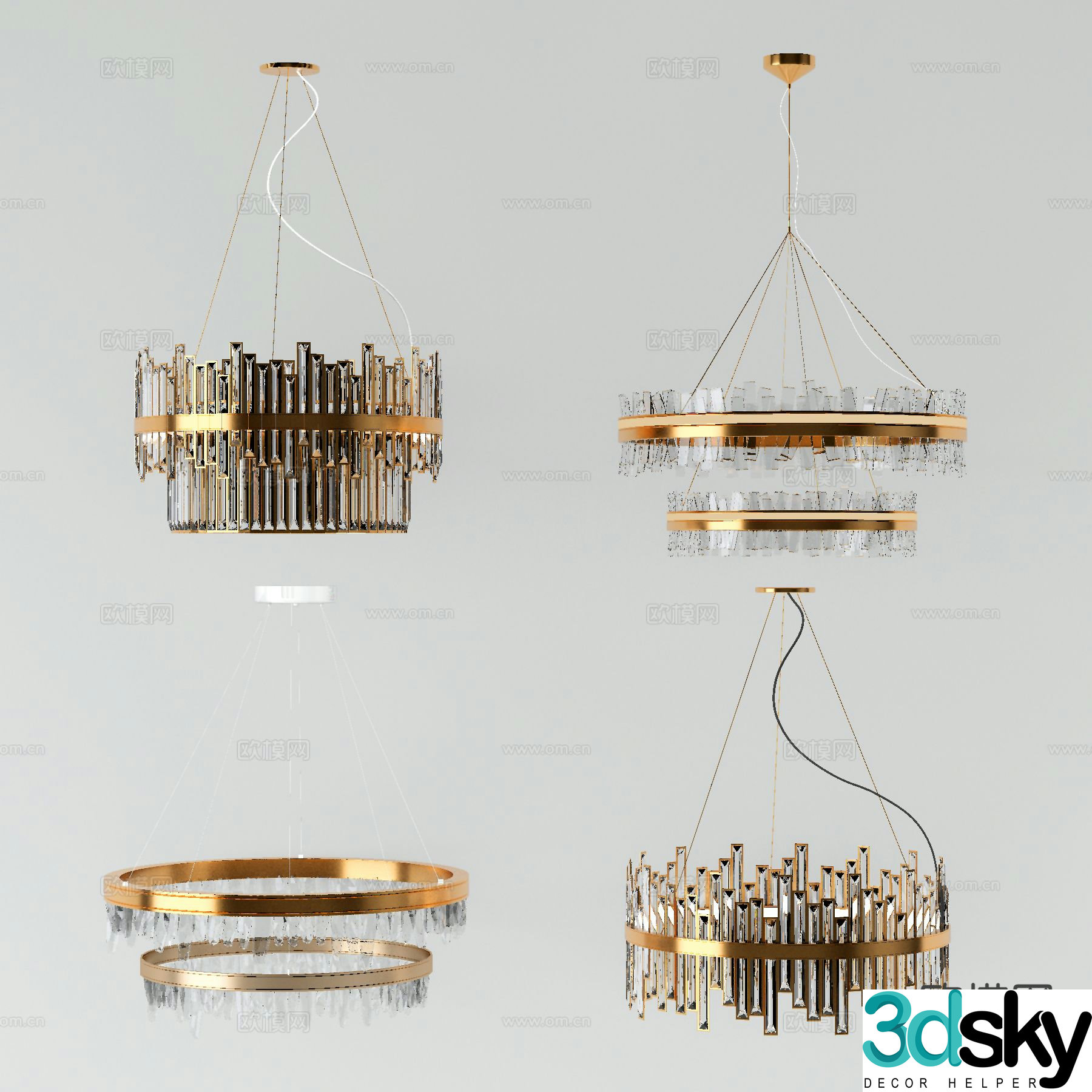 Light luxury chandelier hall chandelier 3d model