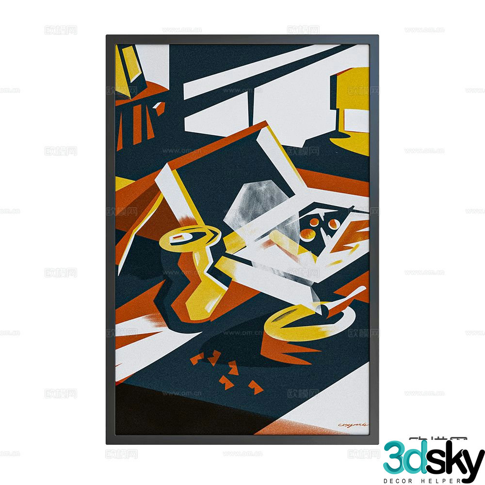 NC Design geometric hanging painting decorative painting 3d model