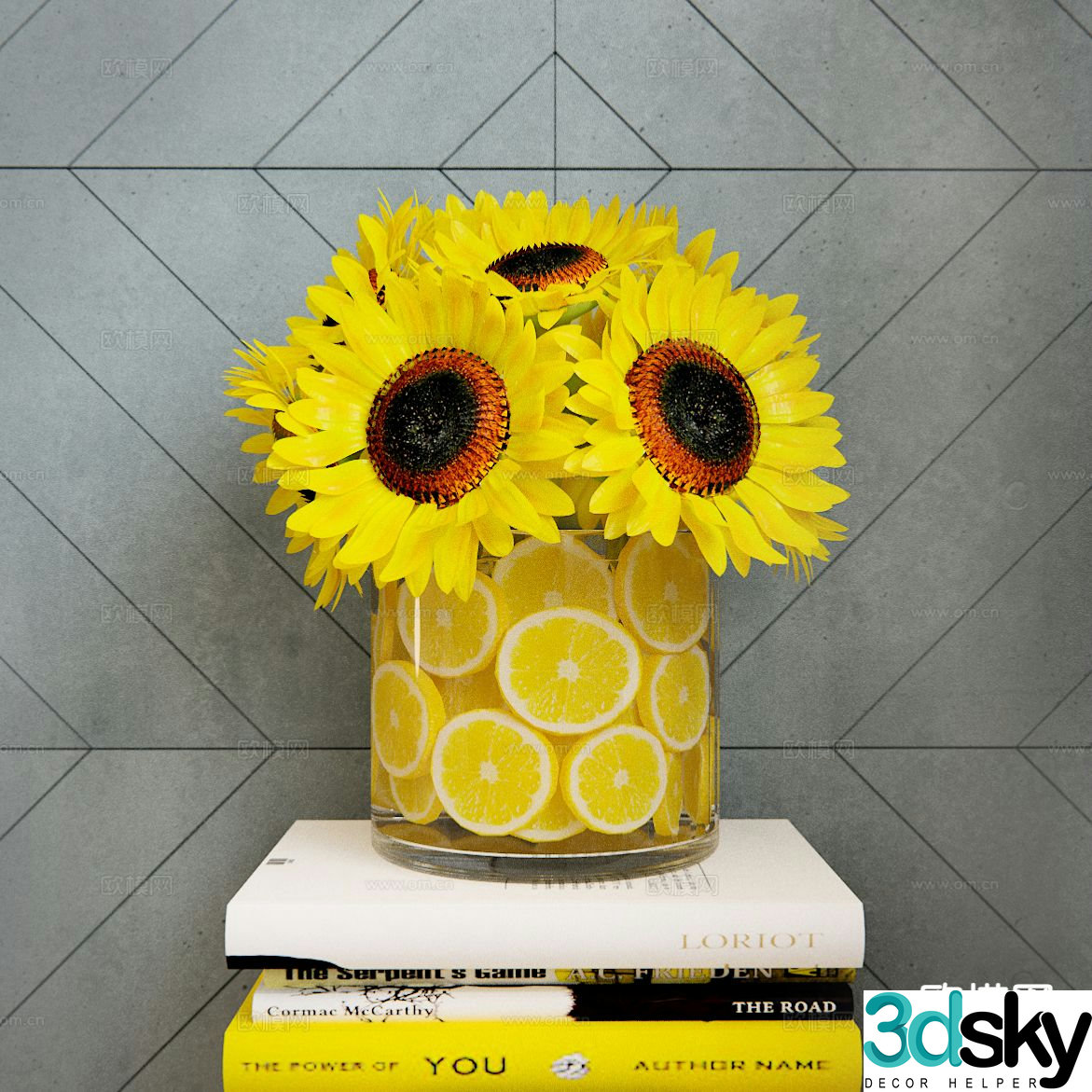 vase floral sunflower flower arrangement 3d model