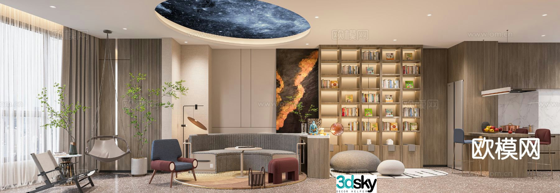 Modern guest restaurant 3d model