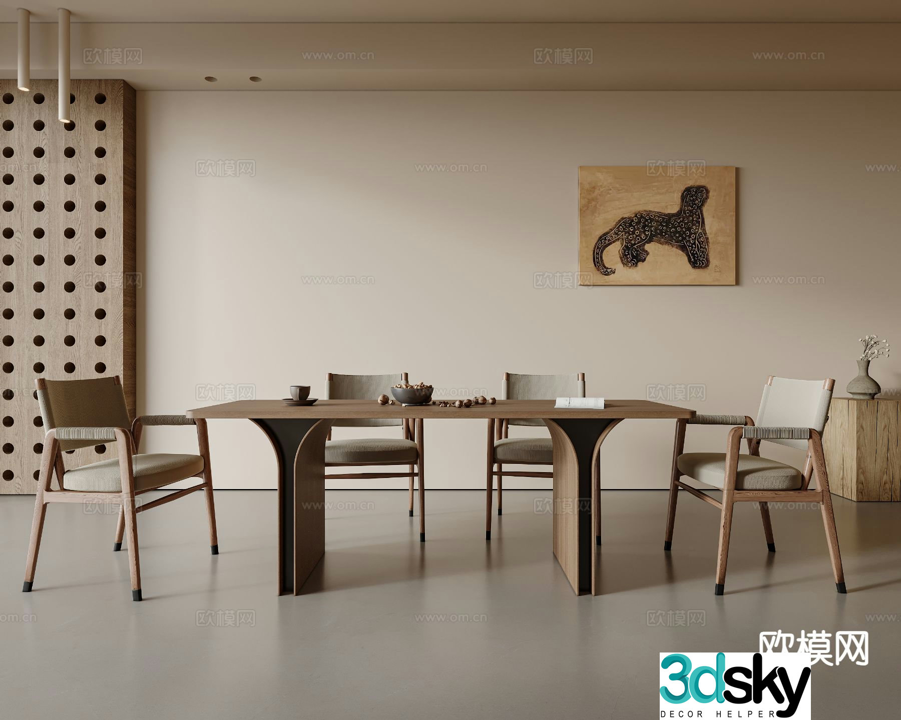Medieval style dining table and chairs 3d model