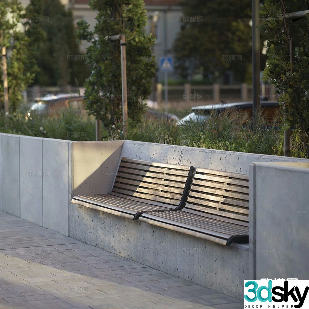 mmcite modern public chair outdoor bench 3d model