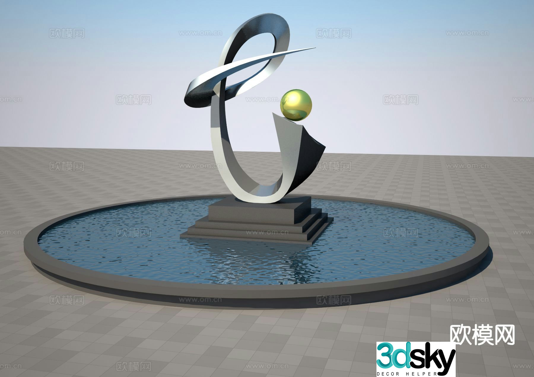 Modern landmark sculpture 3d model