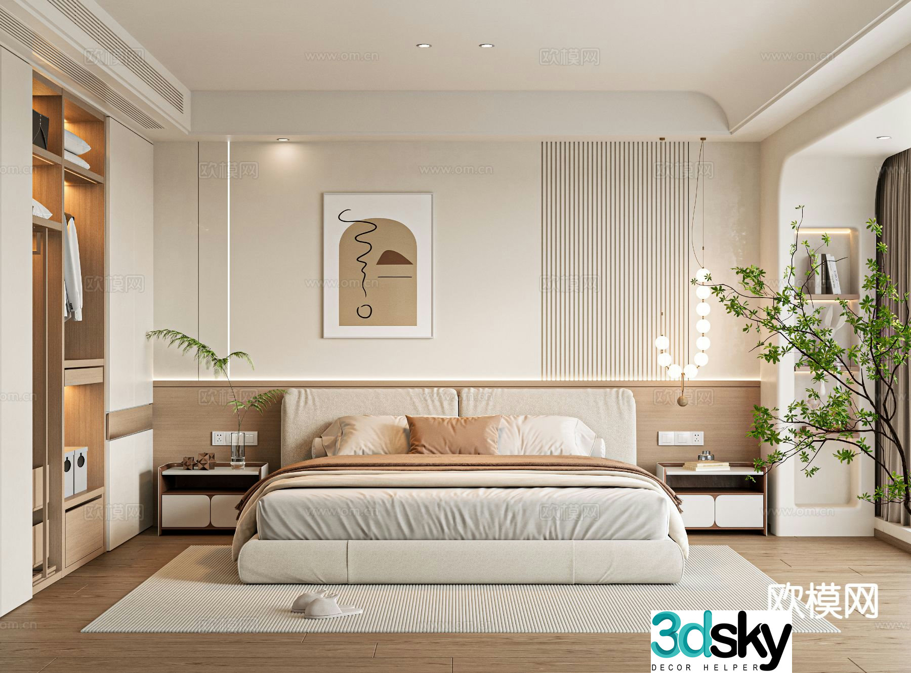 Cream style bedroom master bedroom 3d model