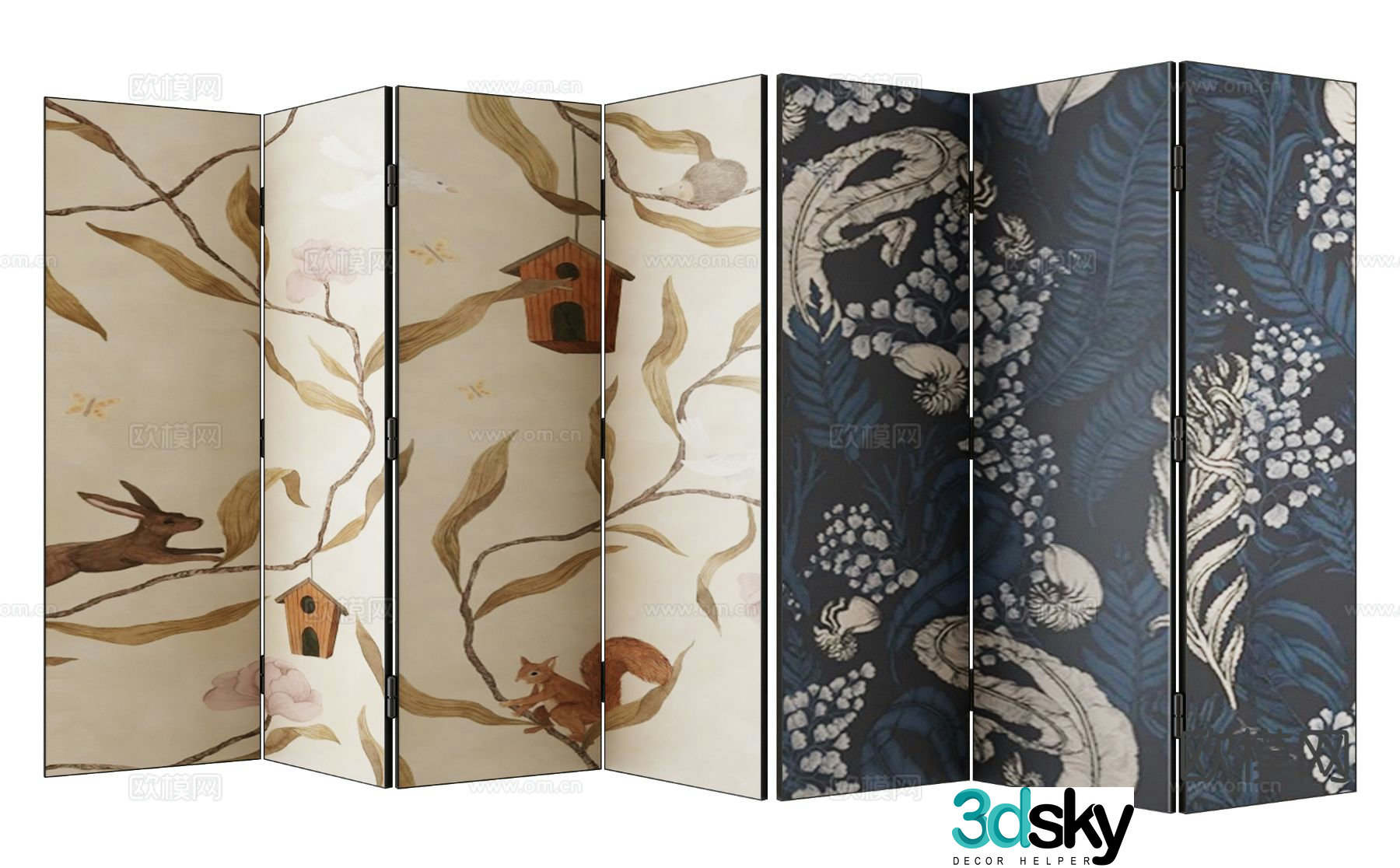 Wabi-sabi folding screen 3d model