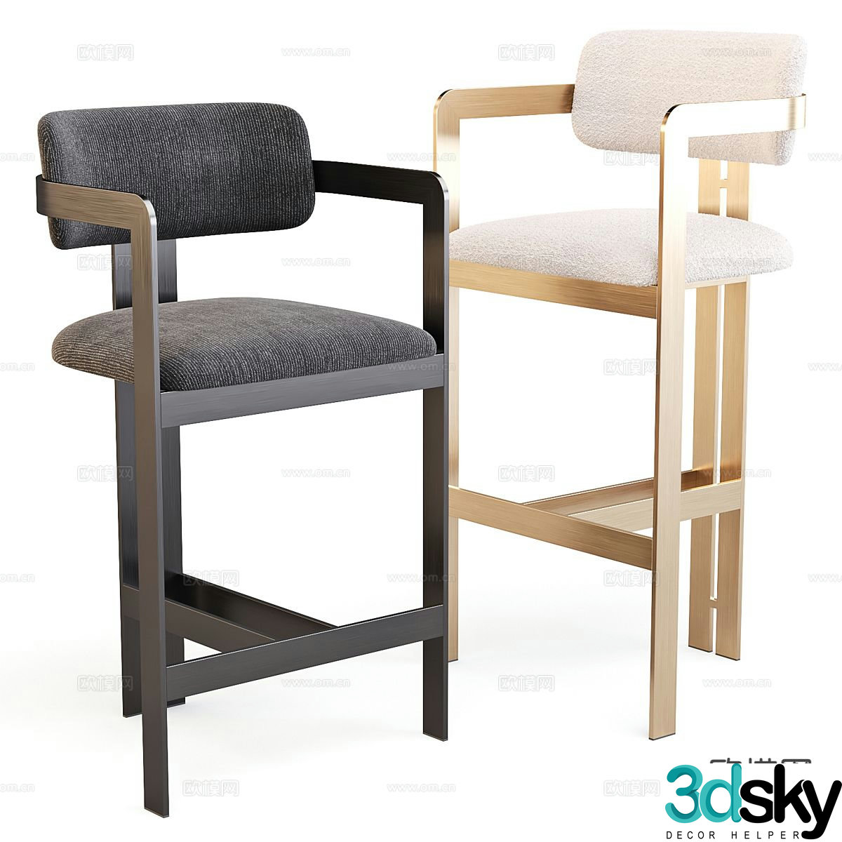 Nordic bar stool bar stool 3d model
