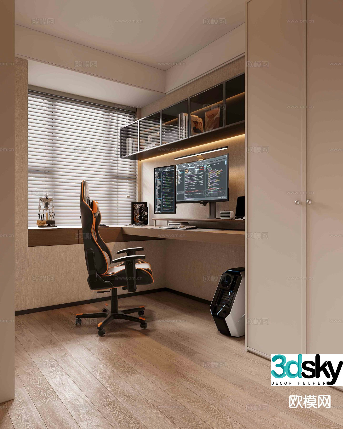 Medieval style computer room e-sports room study room 3D model