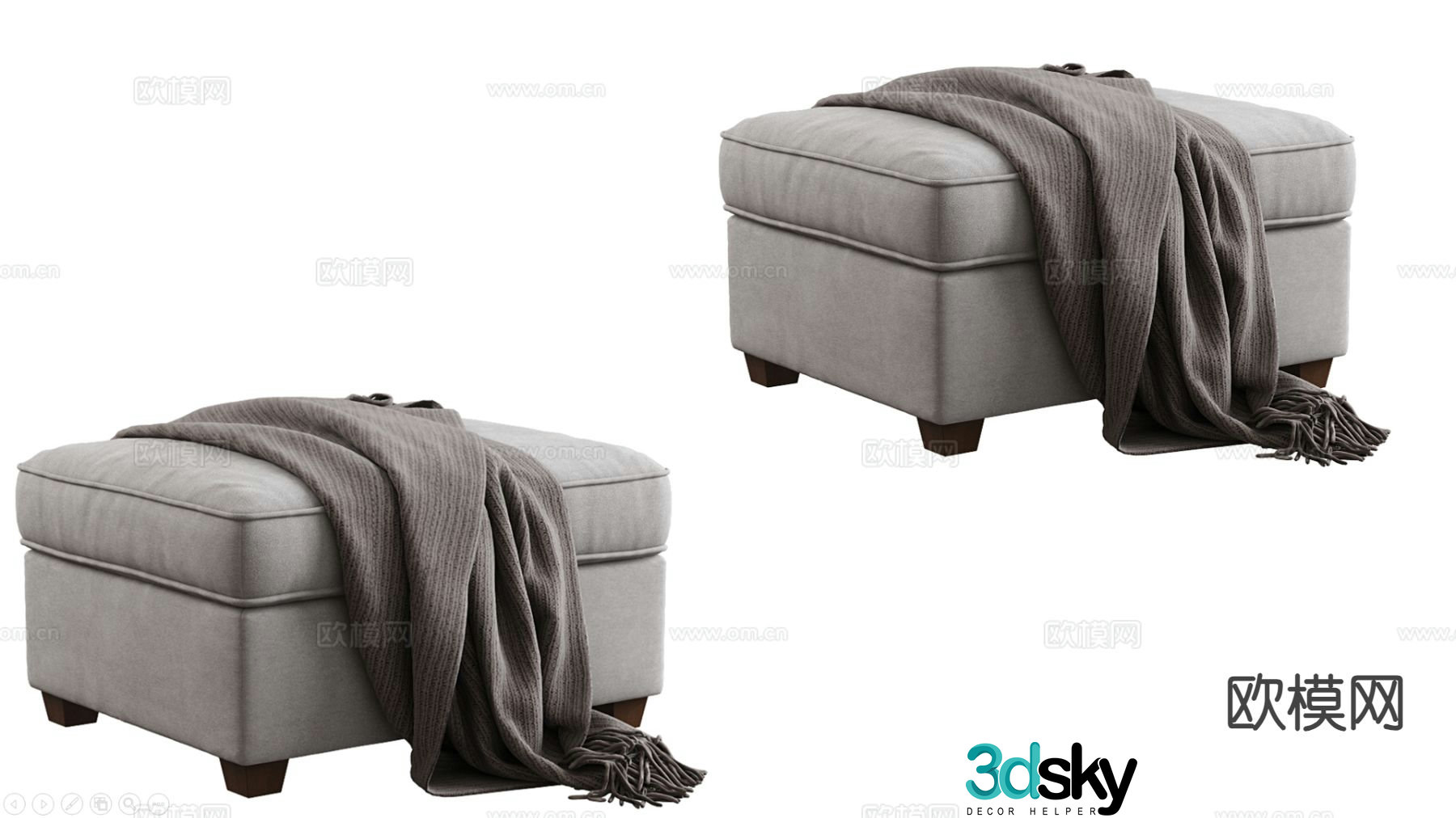 Simple European footrest square stool sofa stool 3d model
