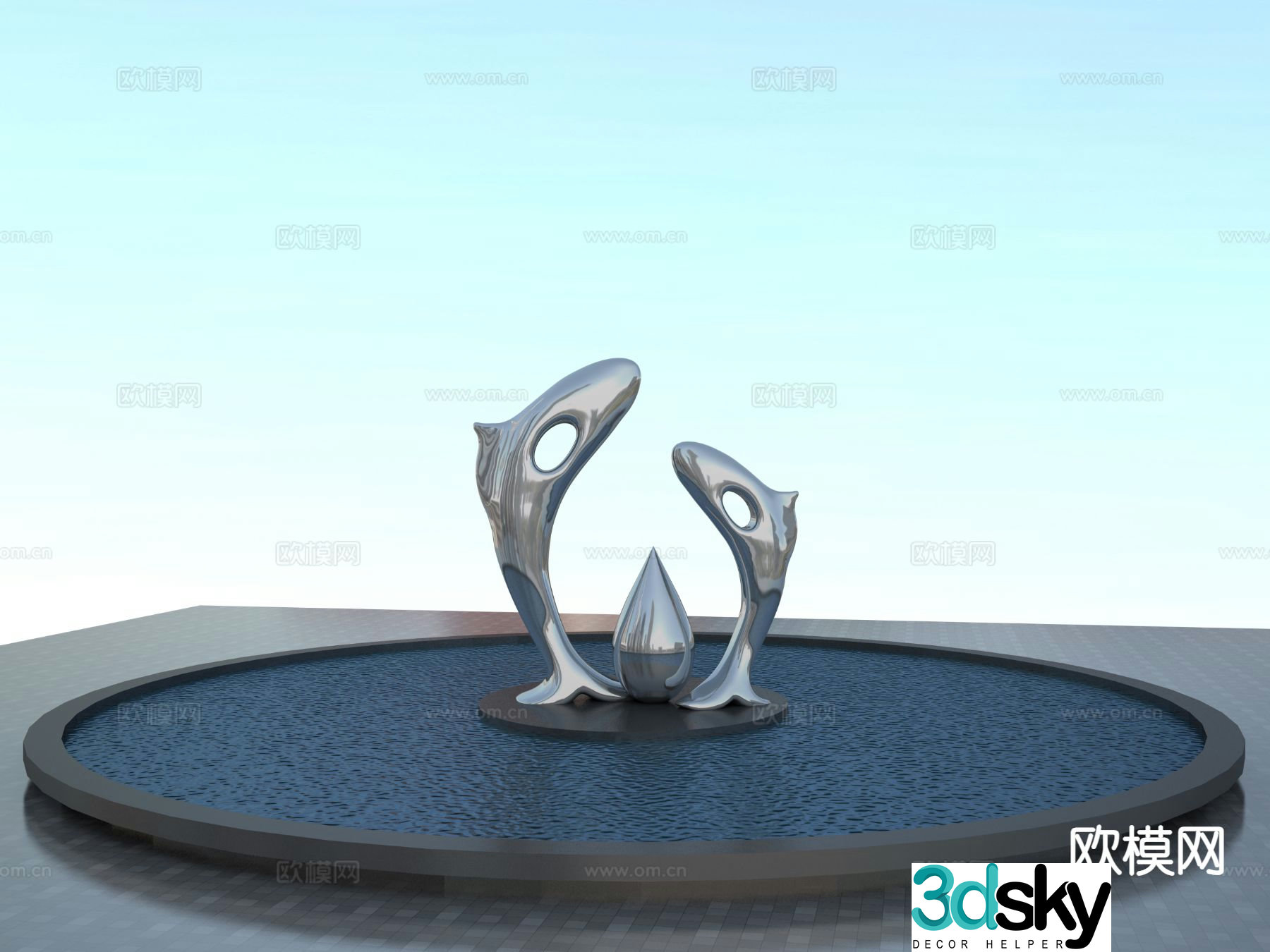 Abstract fish sculpture 3d model