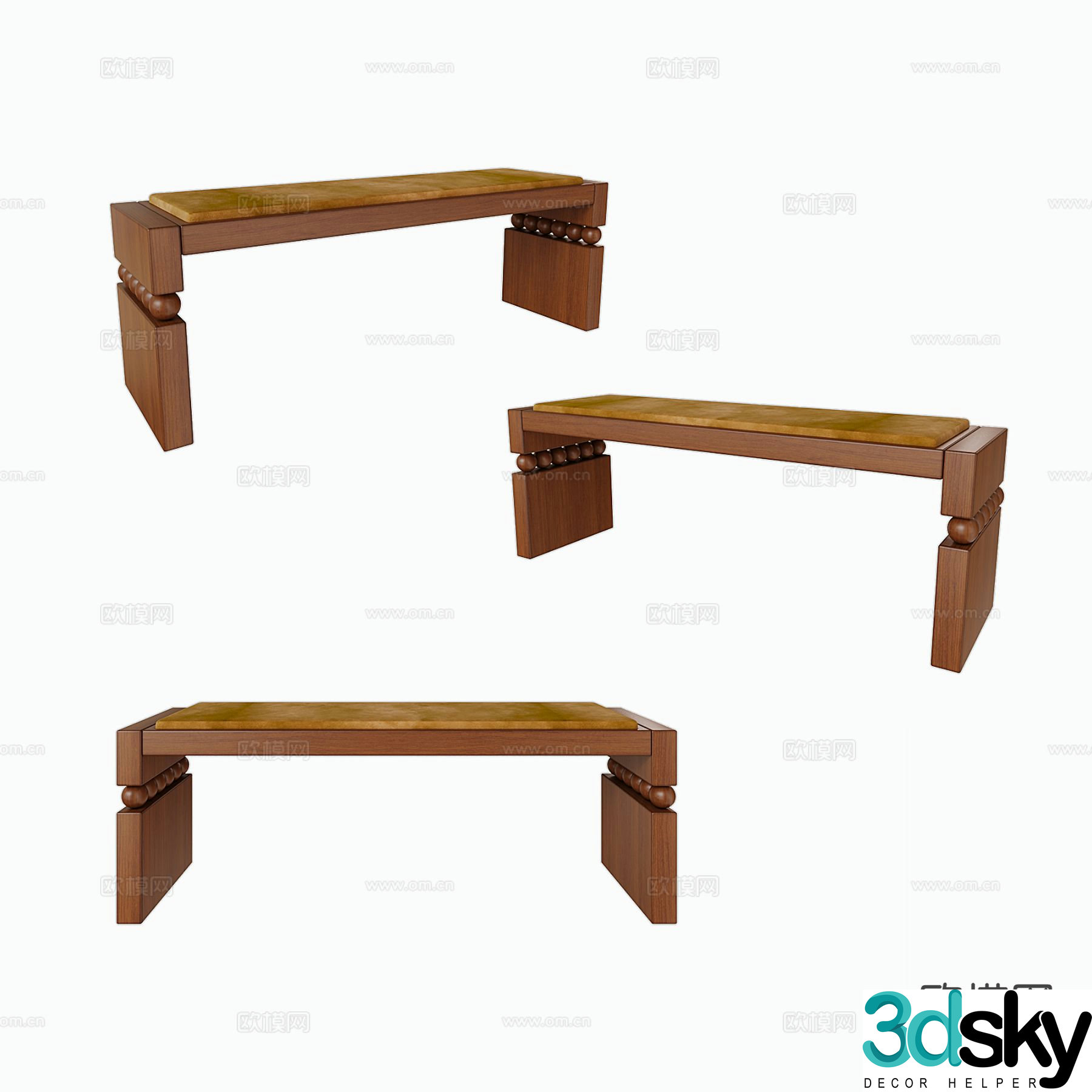 Medieval style stool bench shoe changing stool 3d model