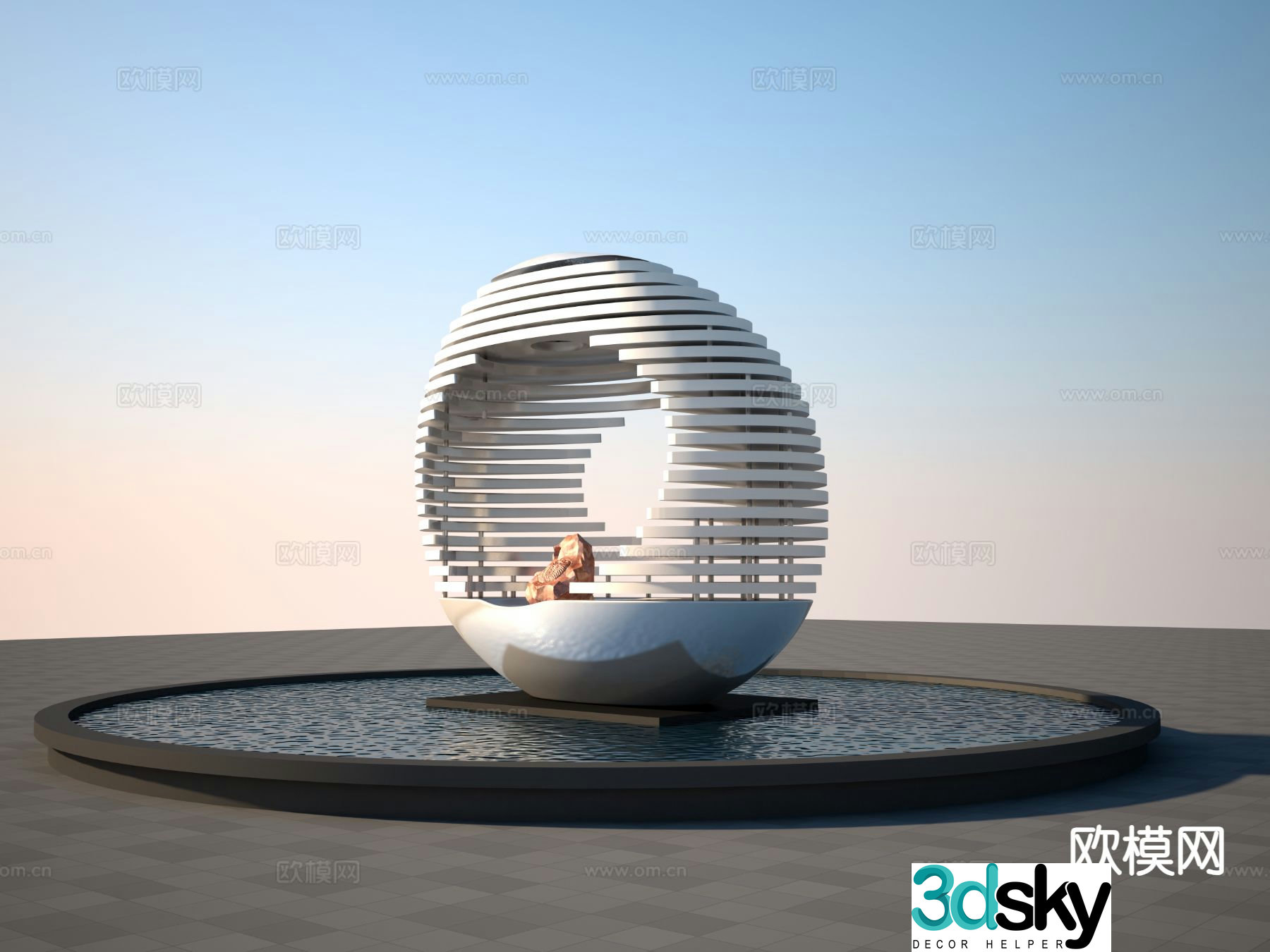 Pebble sculpture landscape sketch 3d model