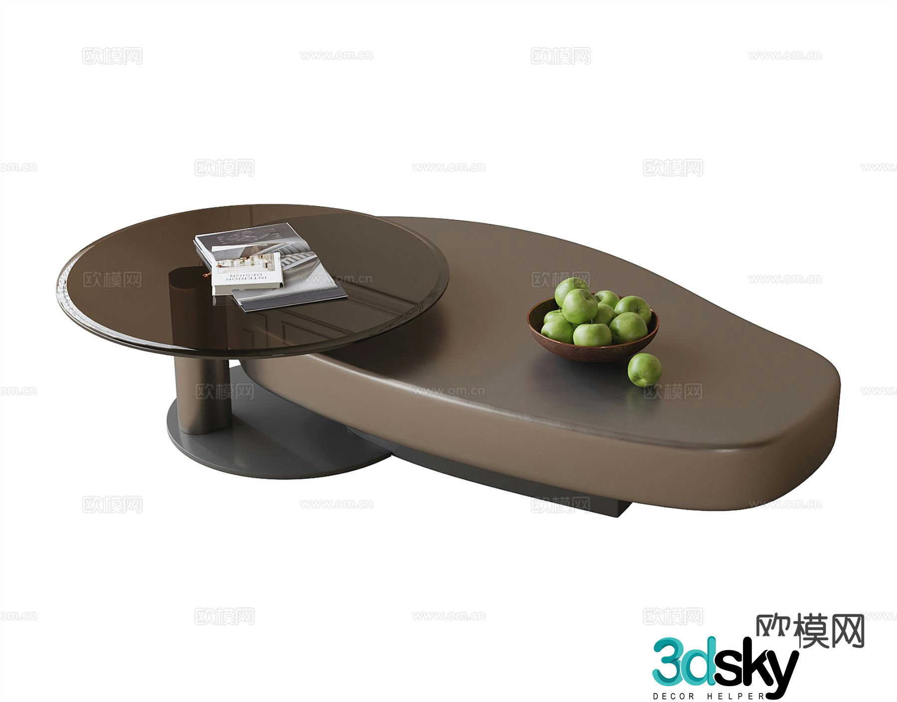 Modern double coffee table 3d model