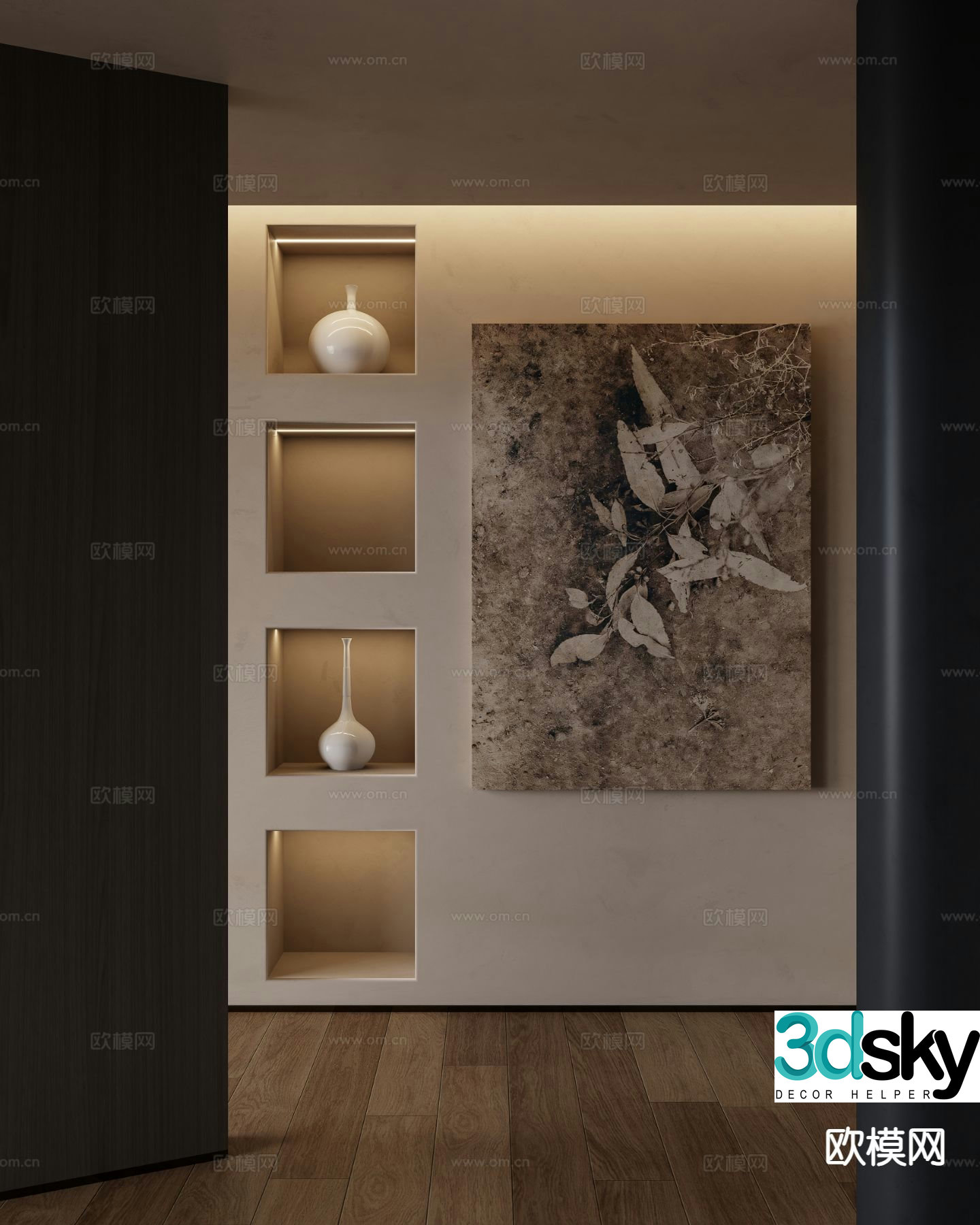 Wabi-sabi hanging painting texture painting decorative painting 3D model