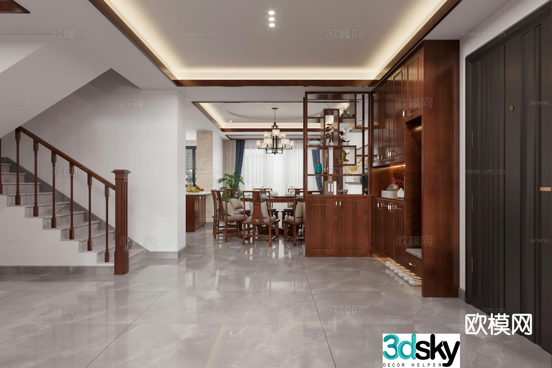 New Chinese style pick air passenger restaurant 3d model