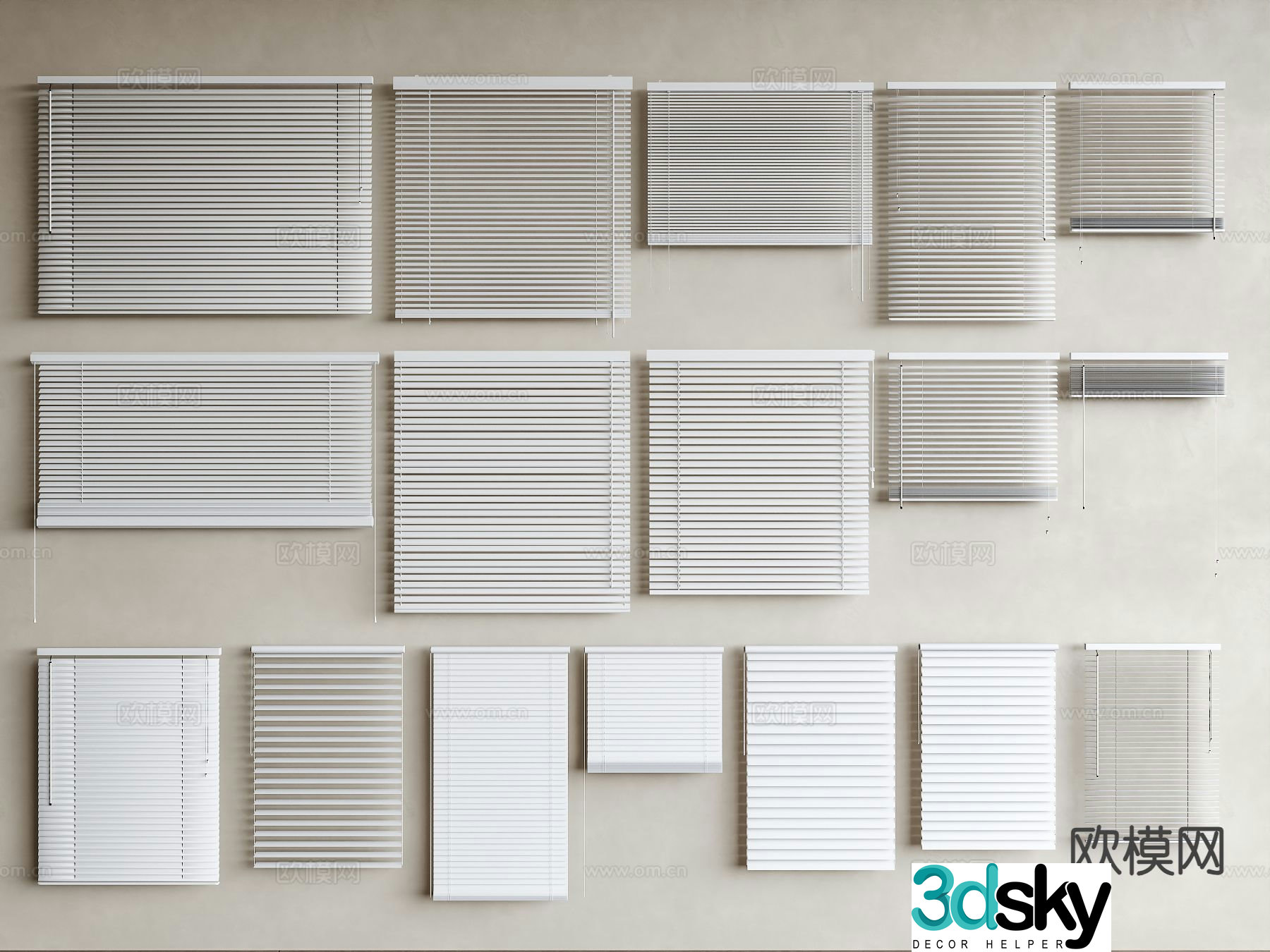 Minimalist Venetian Blinds Roller Blinds Curtains Shangri-La Curtains Fantasy Curtains Pull Curtains 3D Model