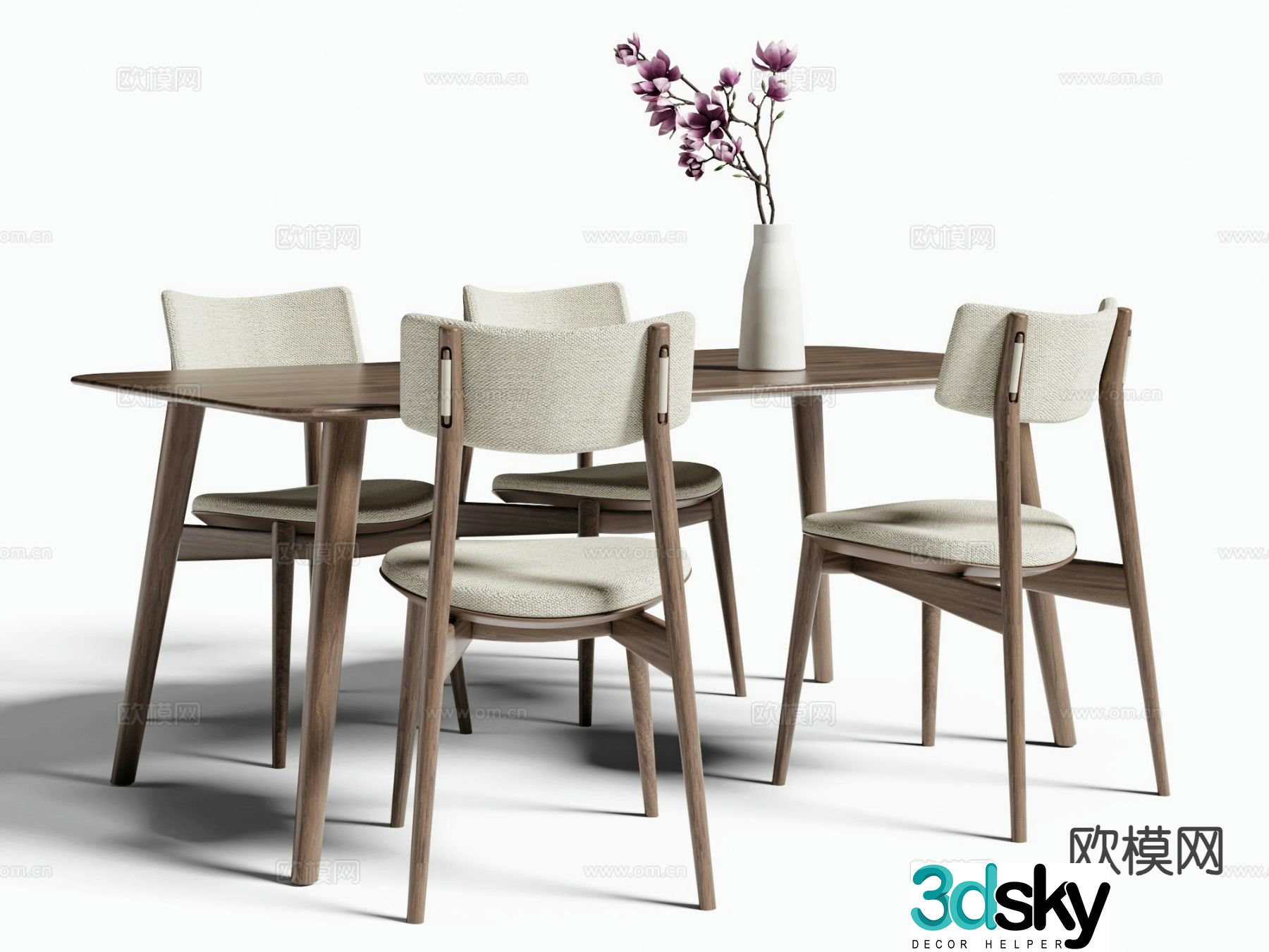 New Chinese dining table and chairs 3d model