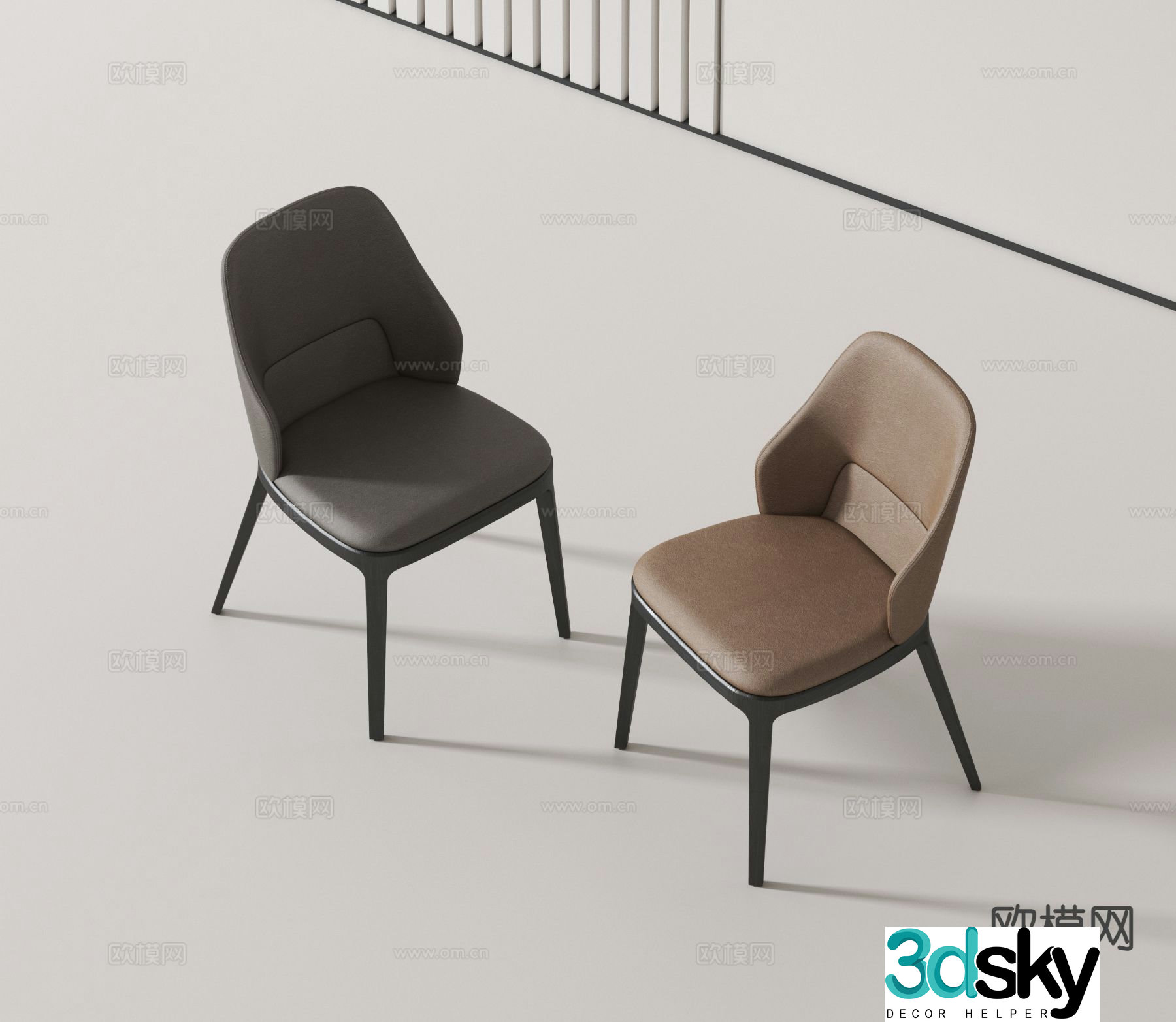 Modern single chair chair dining chair 3d model