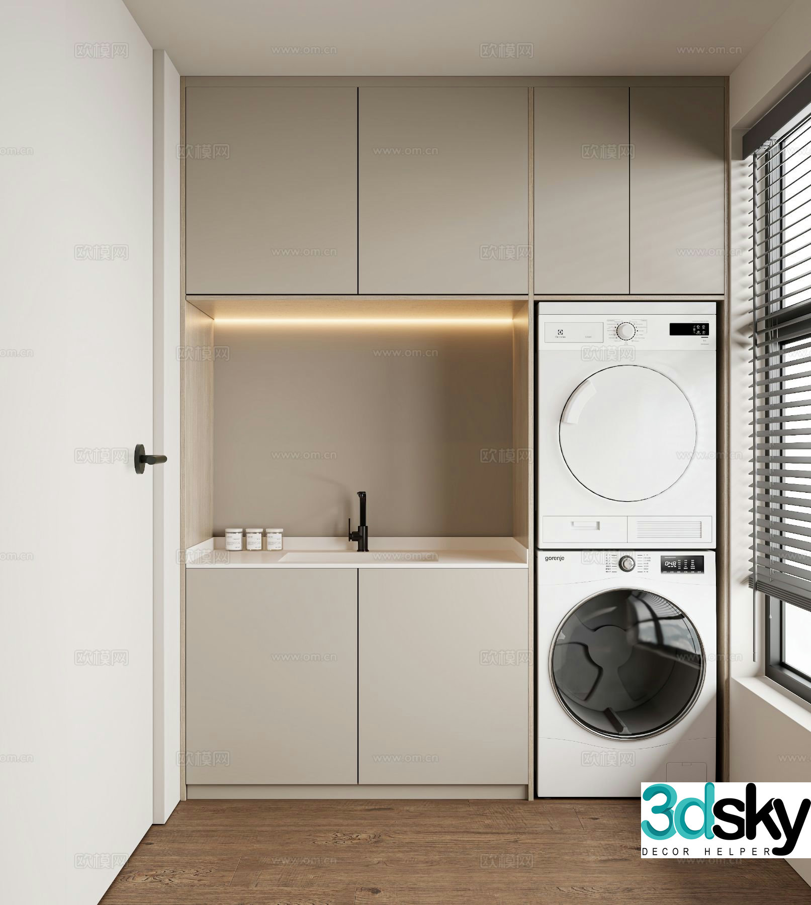 Modern balcony cabinet washing machine cabinet 3d model