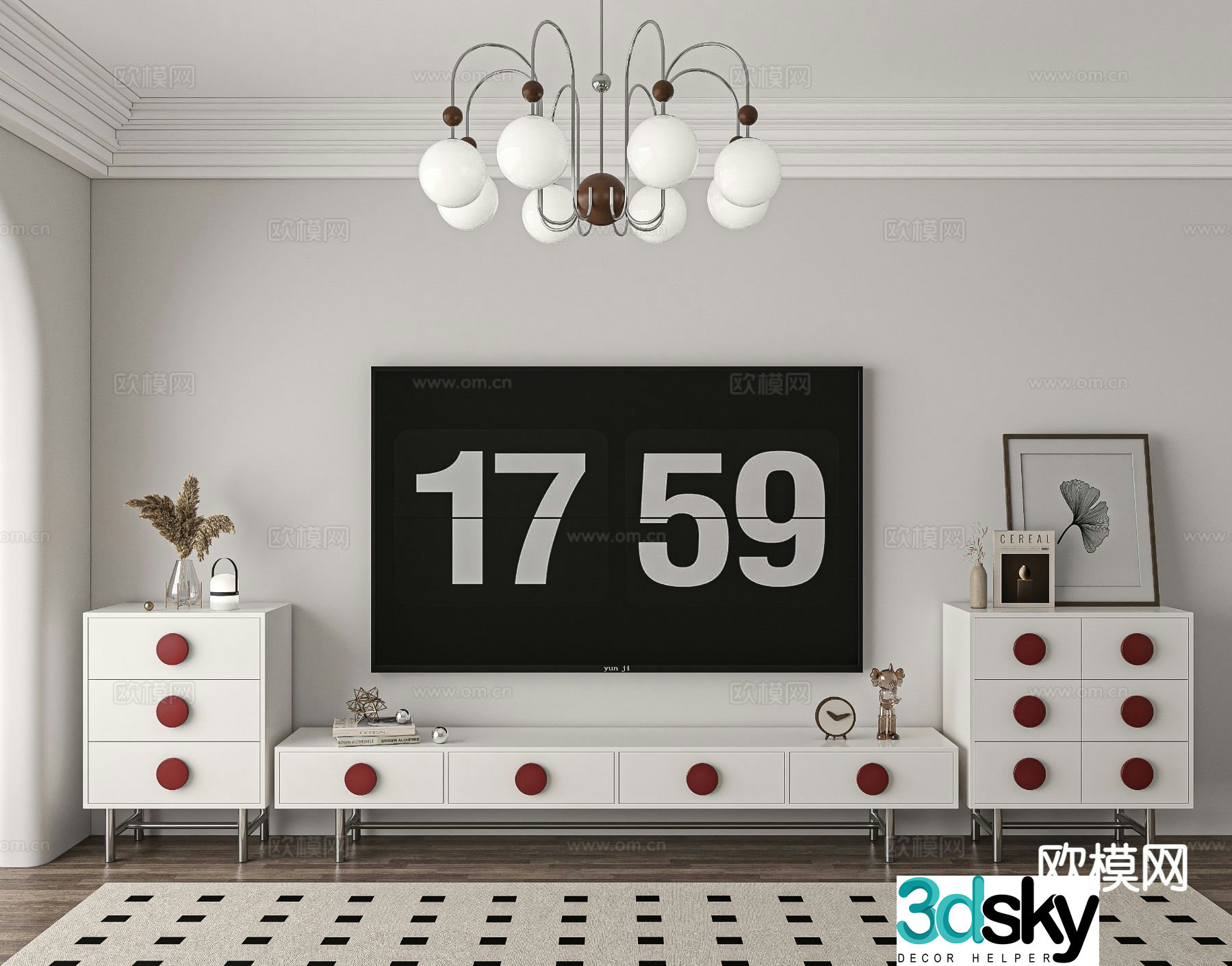 Cream style TV cabinet 3d model