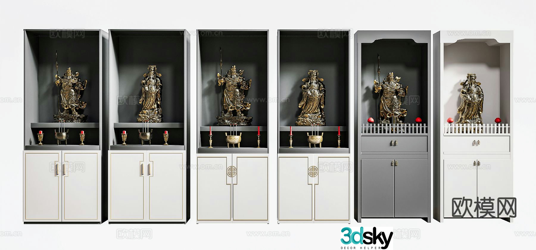 New Chinese style Buddhist niche offering table incense burner 3D model
