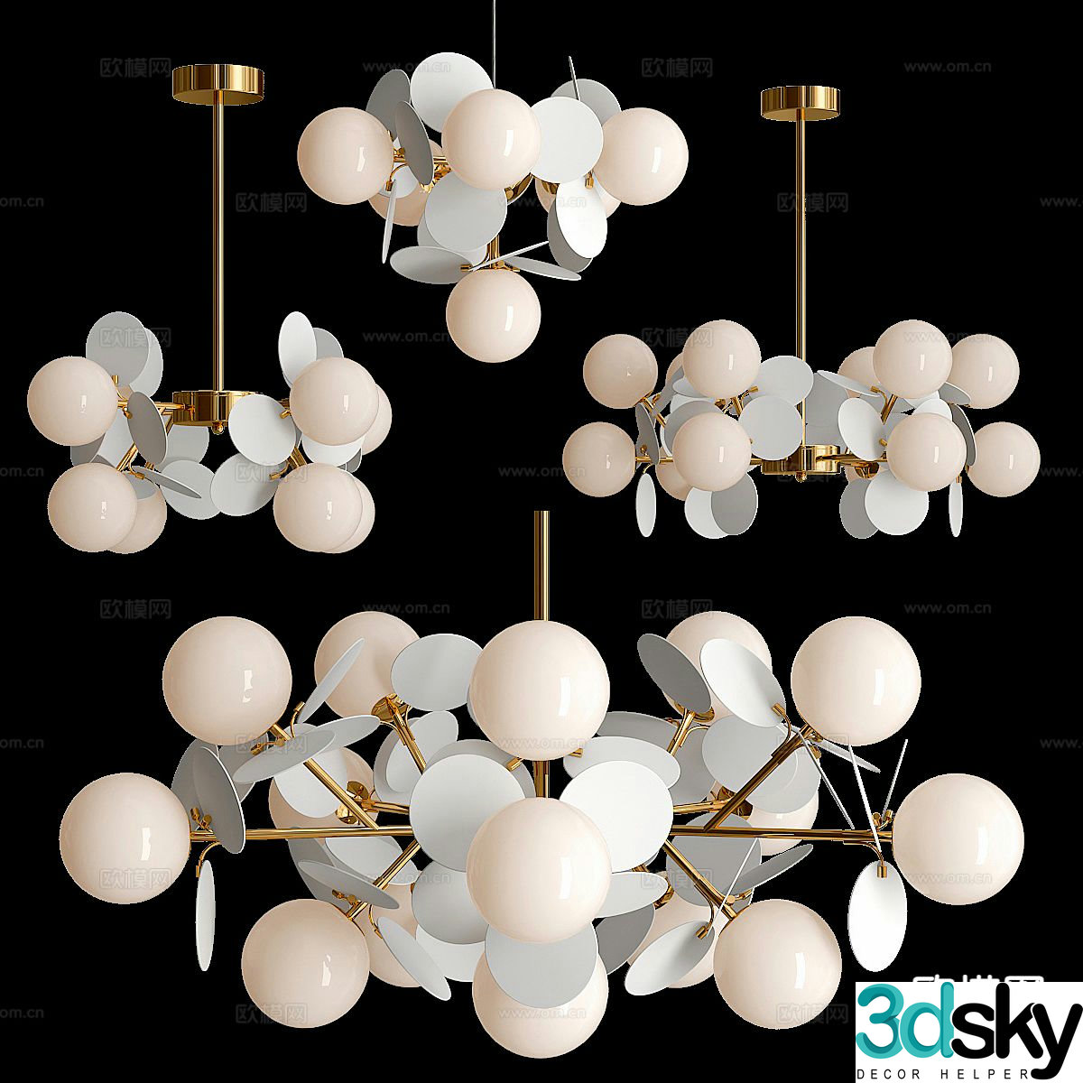 Light luxury chandelier multi-head chandelier 3D model