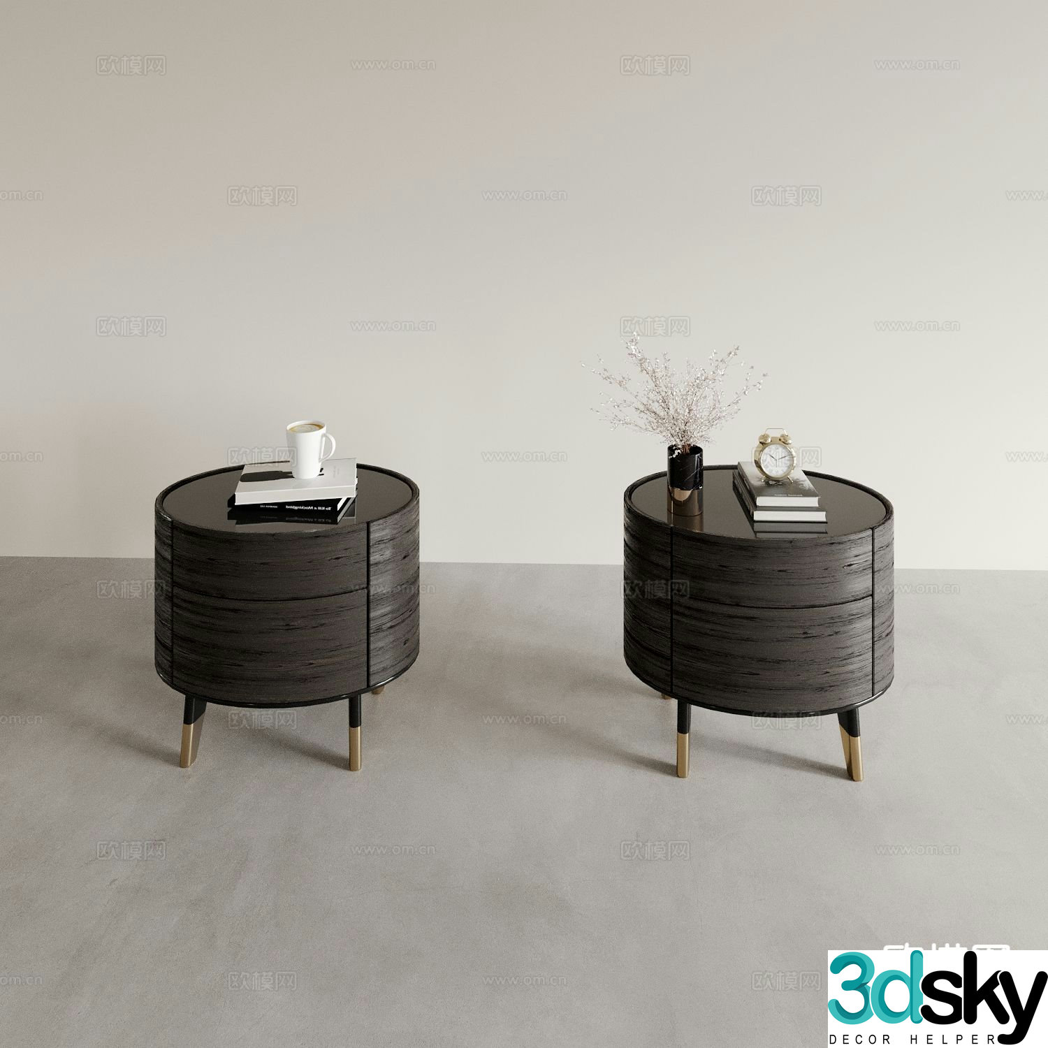New Chinese style bedside table 3d model